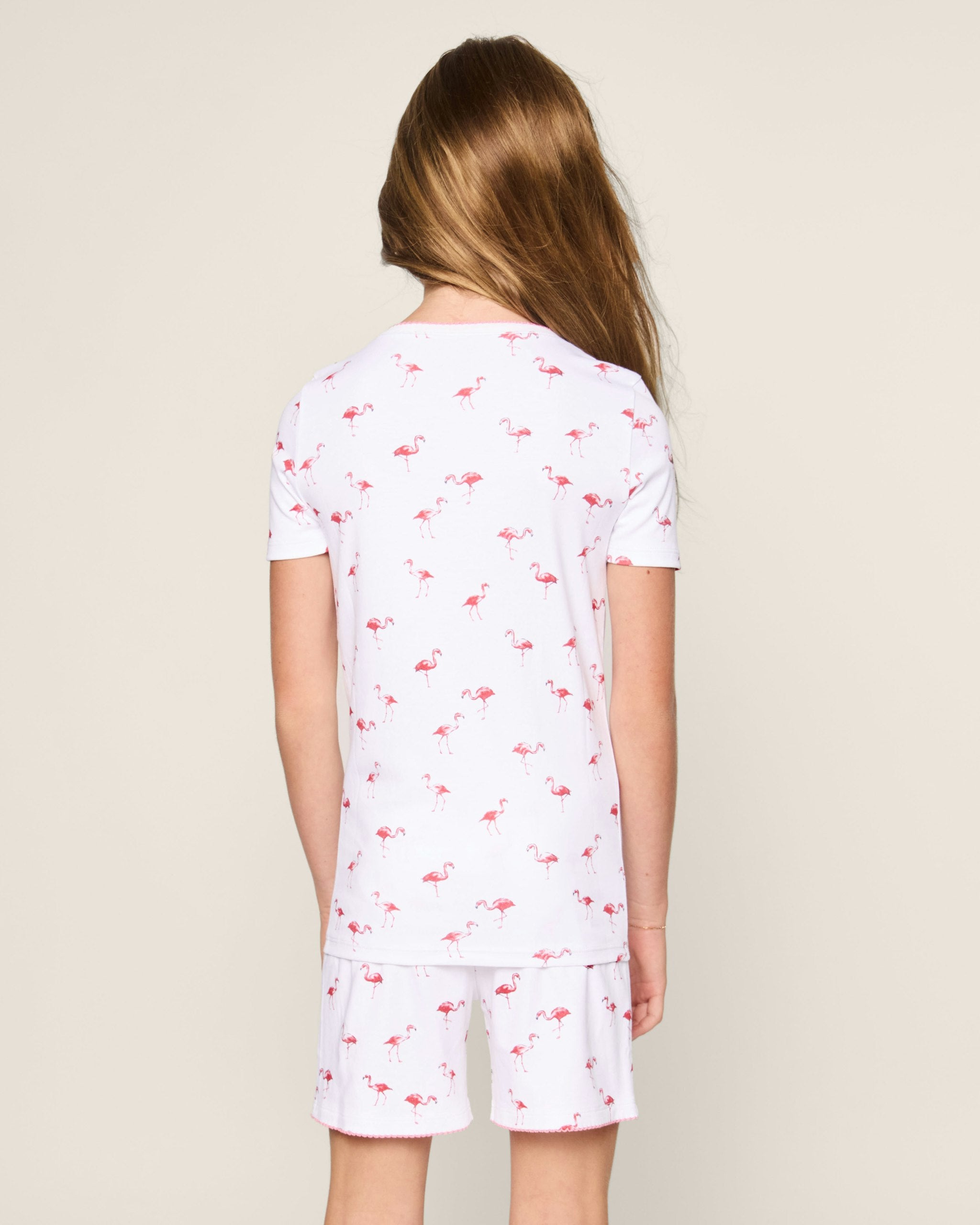 Kid's Pima Snug Fit Short Set in Cherry Orchard in Flamingos#Color_Flamingos