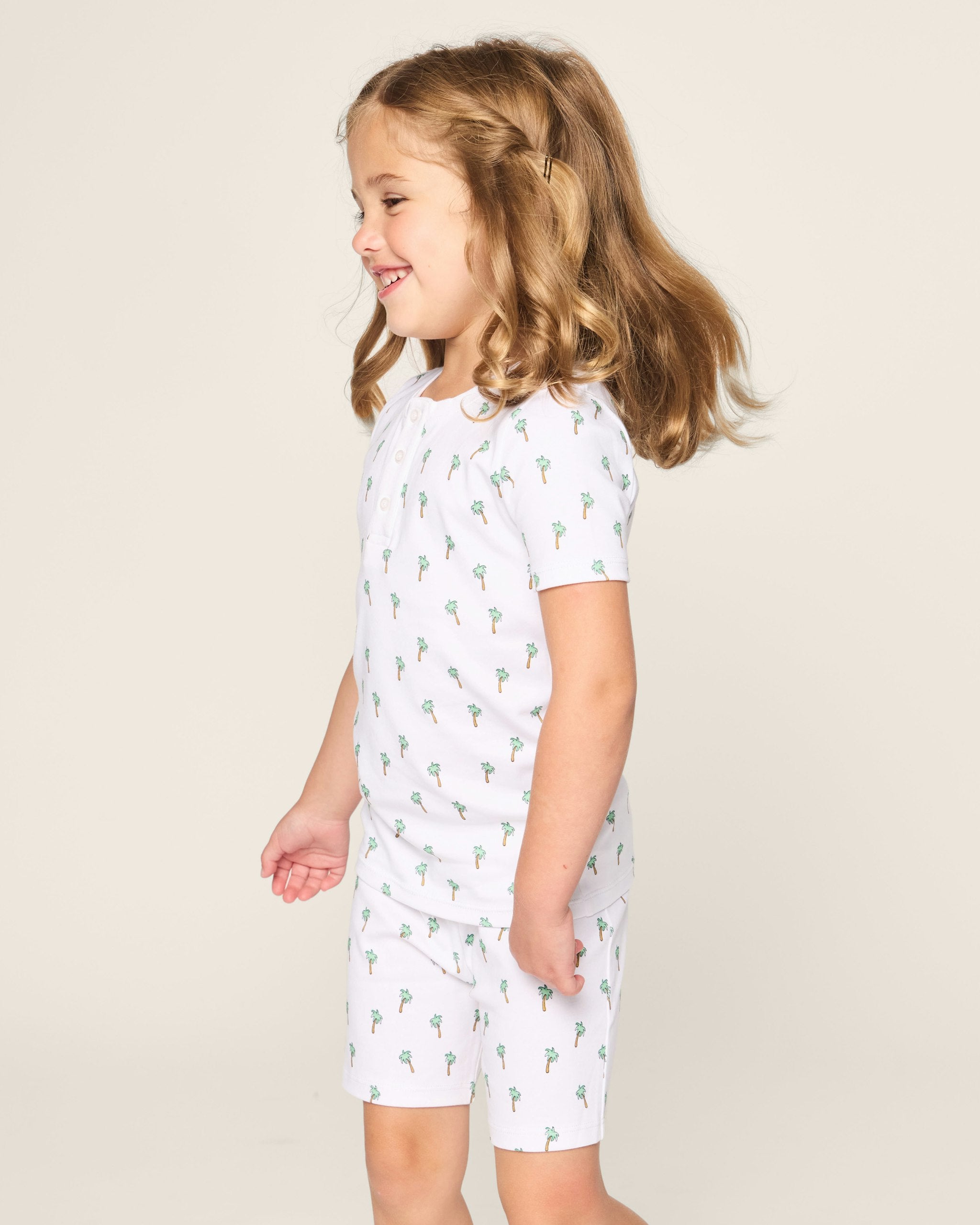 Kid's Pima Snug Fit Short Set in Cherry Orchard in Palmier#Color_Palmier