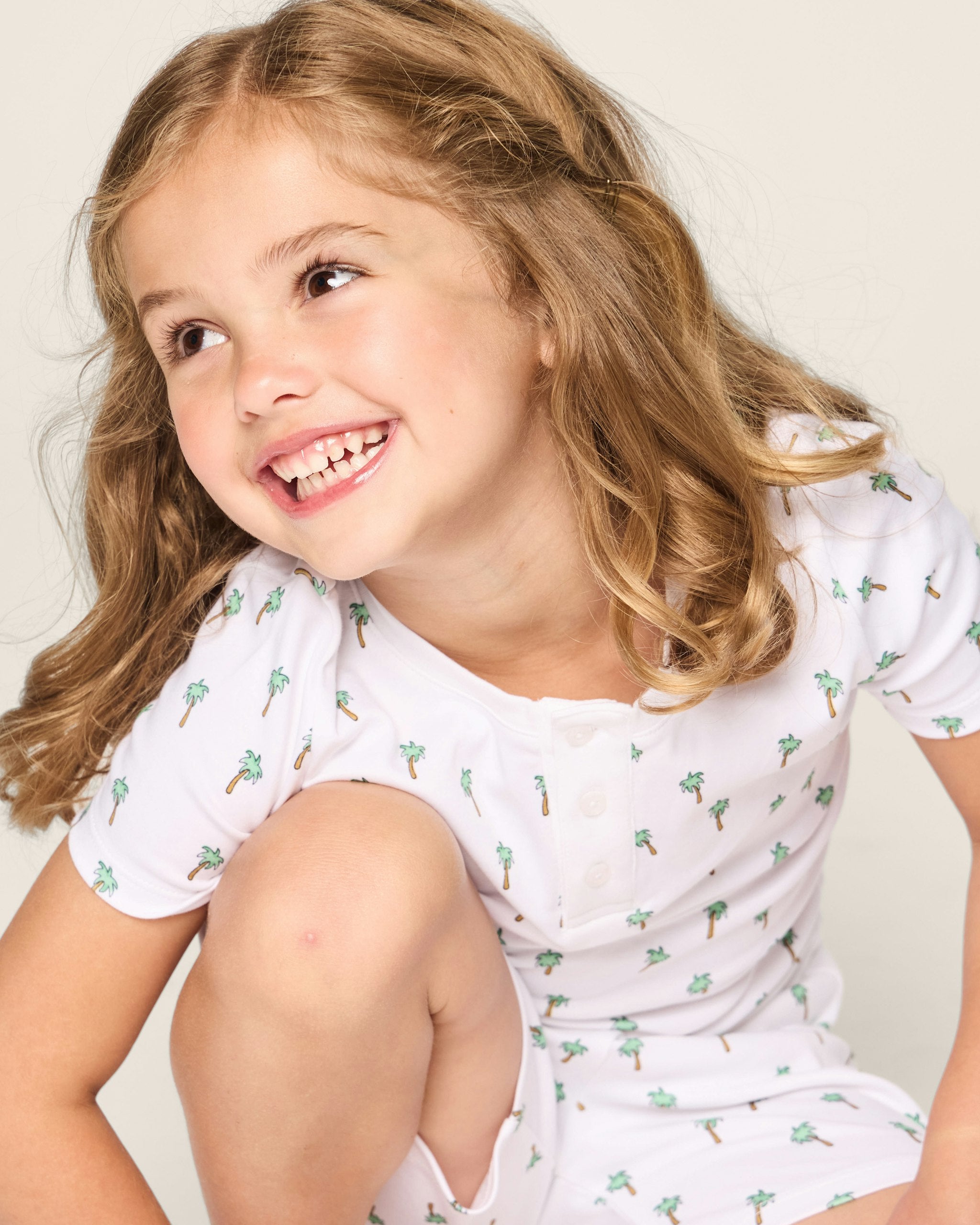 Kid's Pima Snug Fit Short Set in Cherry Orchard in Palmier#Color_Palmier