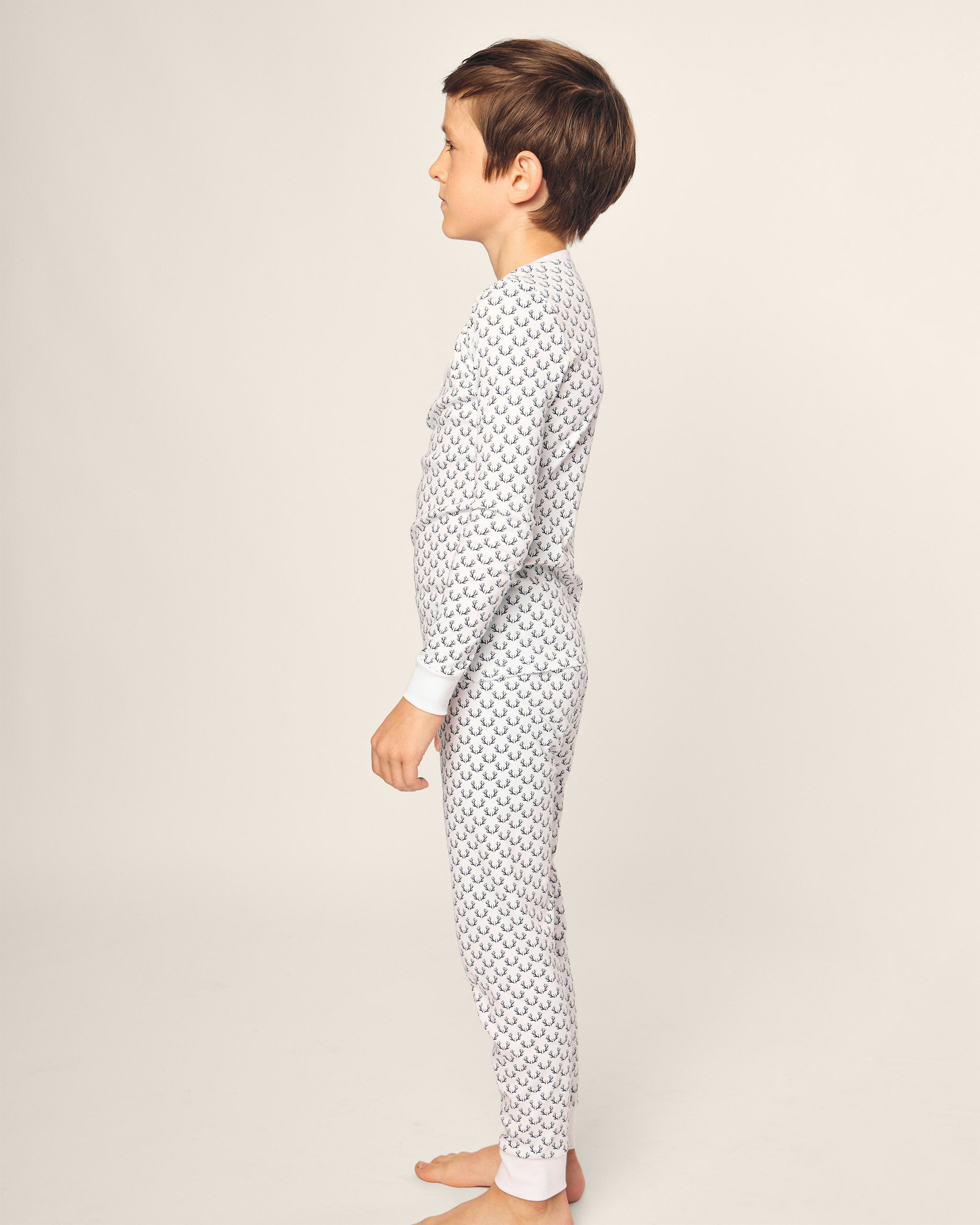 Kid's Pima Snug Fit Pajama Set in Nordic Antlers on White in Nordic Antlers on White#Color_Nordic Antlers on White