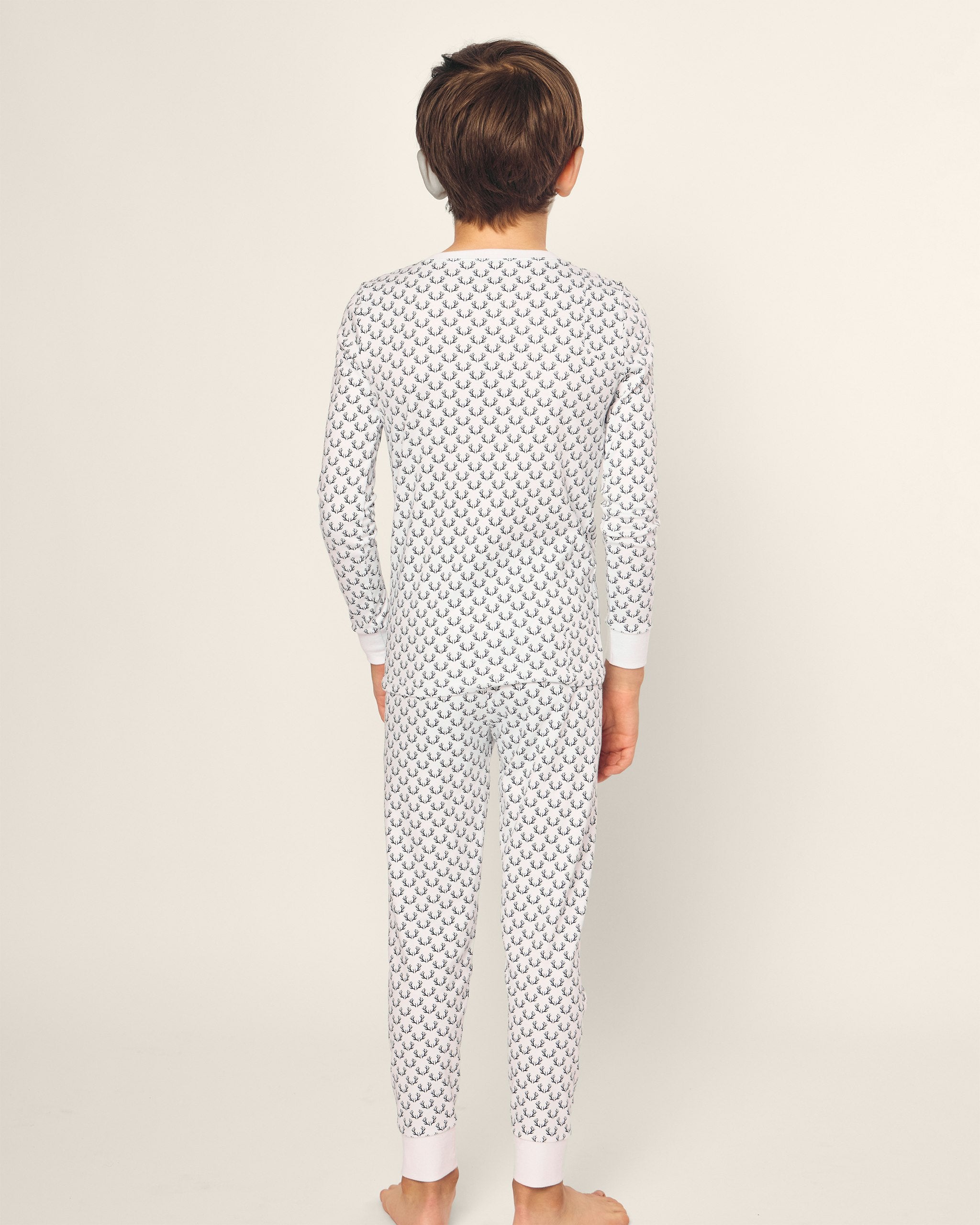 Kid's Pima Snug Fit Pajama Set in Nordic Antlers on White in Nordic Antlers on White#Color_Nordic Antlers on White