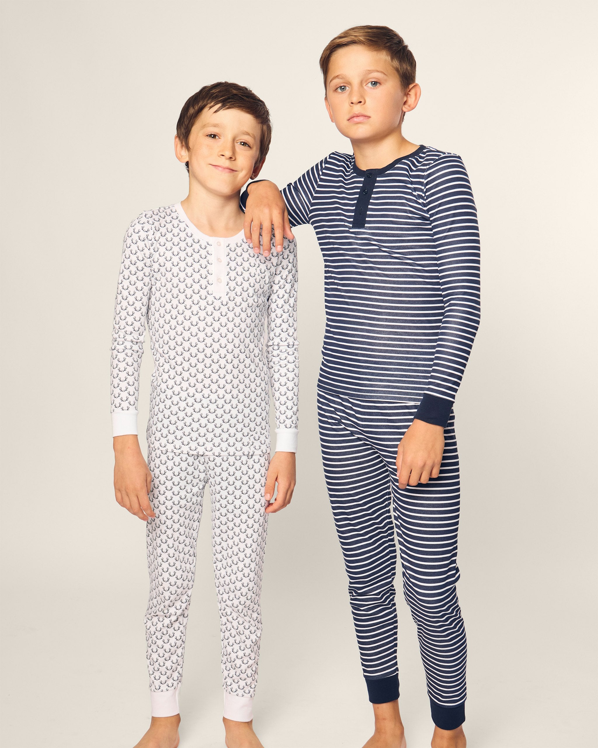 Kid's Pima Snug Fit Pajama Set in Nordic Antlers on White in Nordic Antlers on White#Color_Nordic Antlers on White