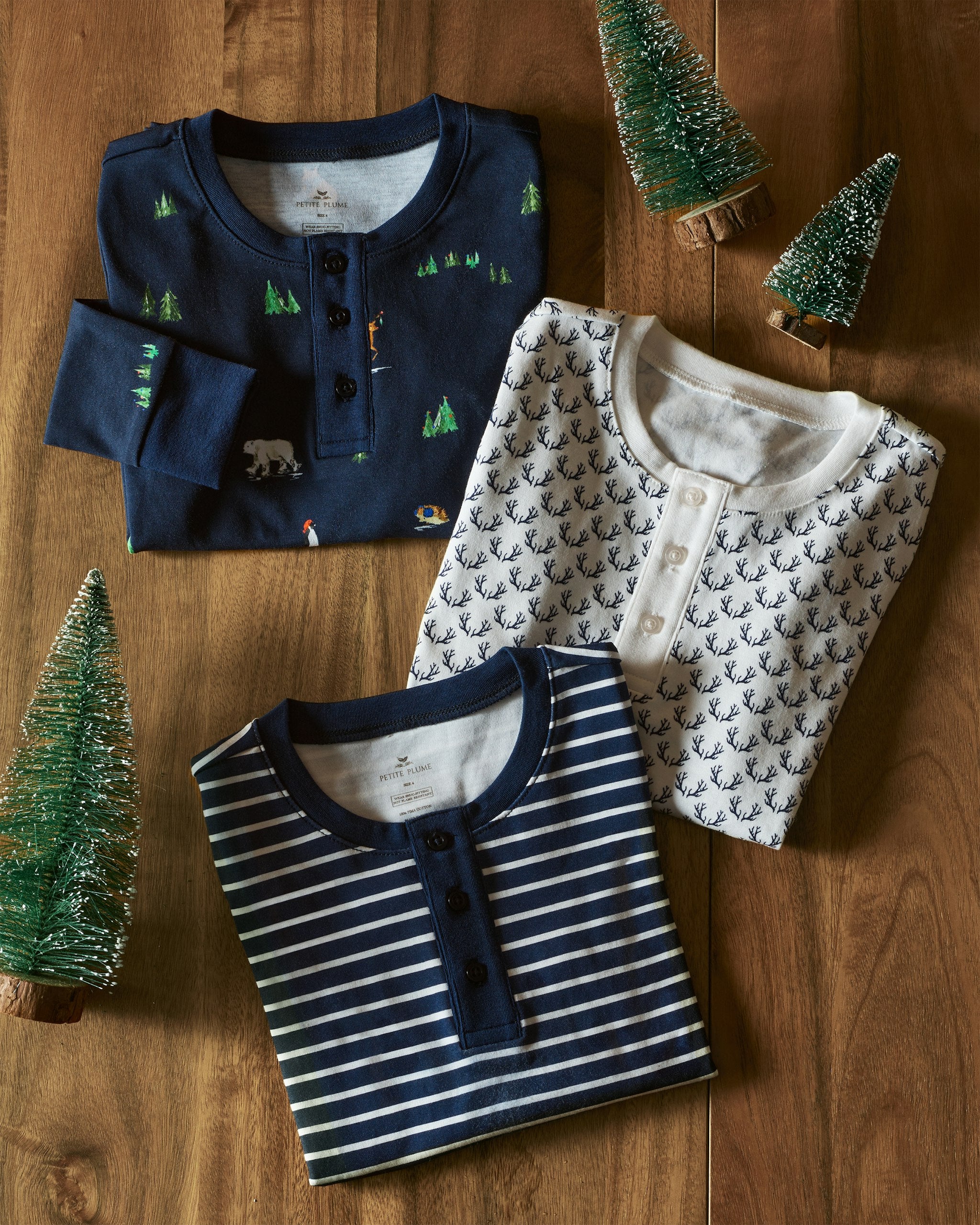 Kid's Pima Snug Fit Pajama Set in Nordic Antlers on White in Nordic Antlers on White#Color_Nordic Antlers on White