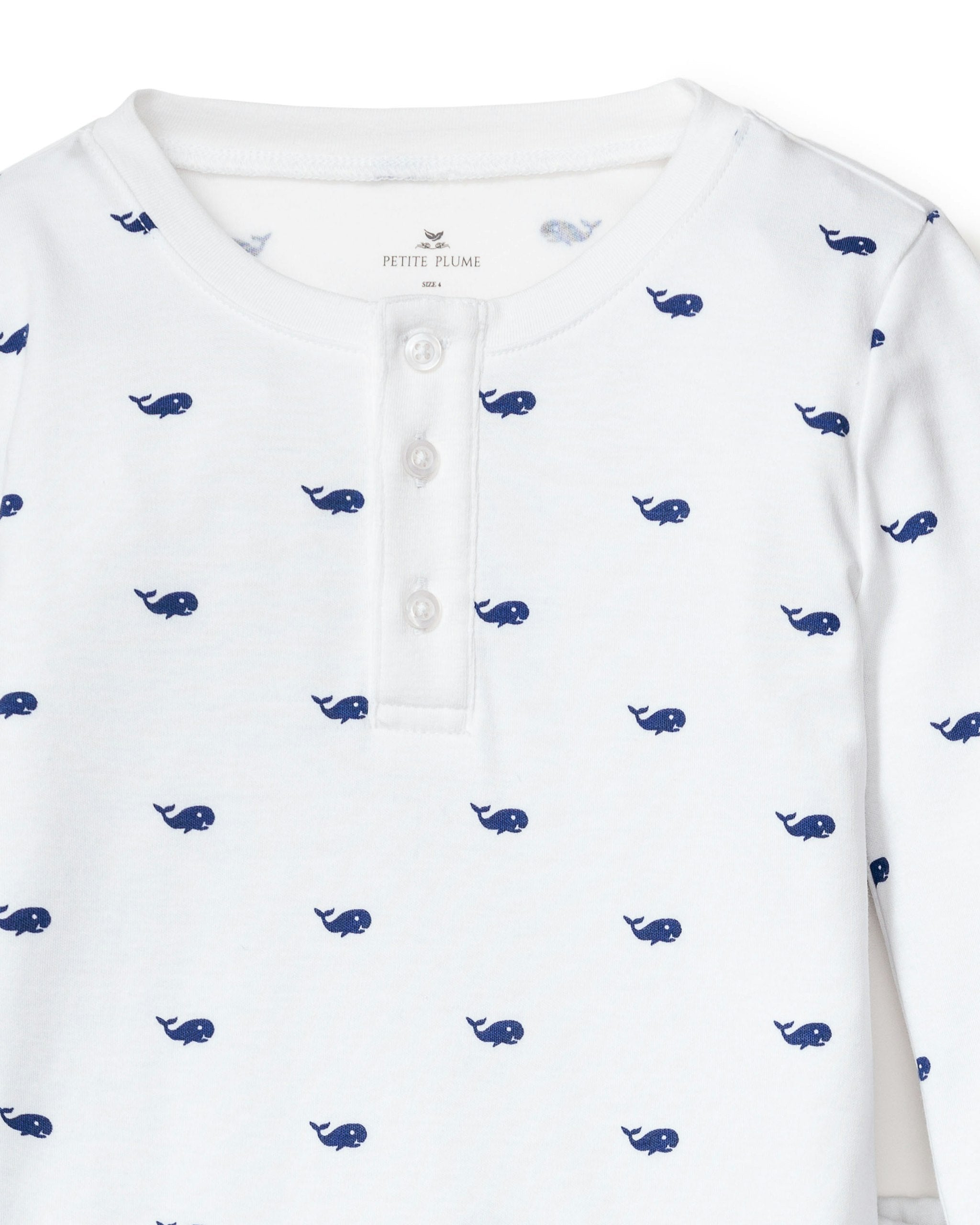 Kid's Pima Snug Fit Pajama Set in Grey Elephant in Whales#Color_Whales