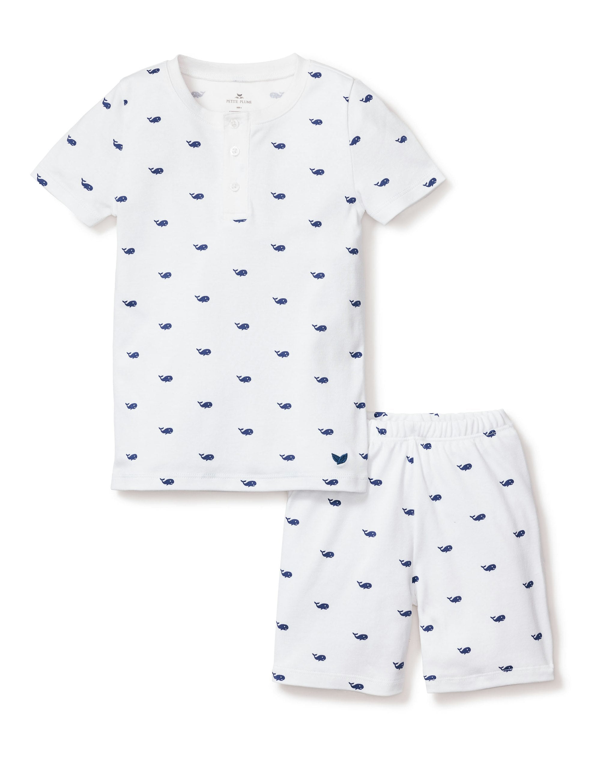 Kid's Pima Snug Fit Pajama Short Set in Whales in Whales#Color_Whales