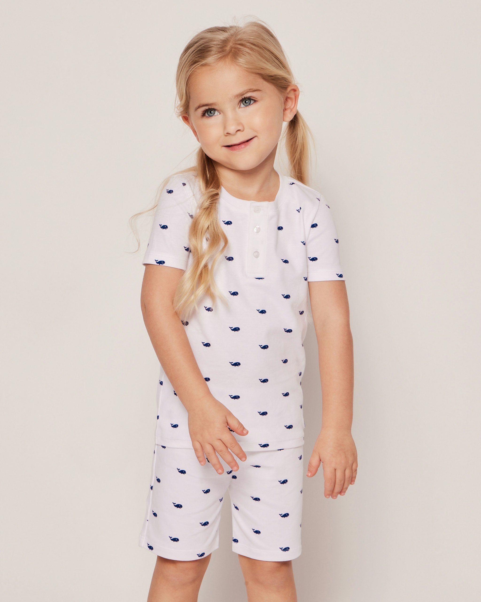 Kid's Pima Snug Fit Pajama Short Set in Whales in Whales#Color_Whales
