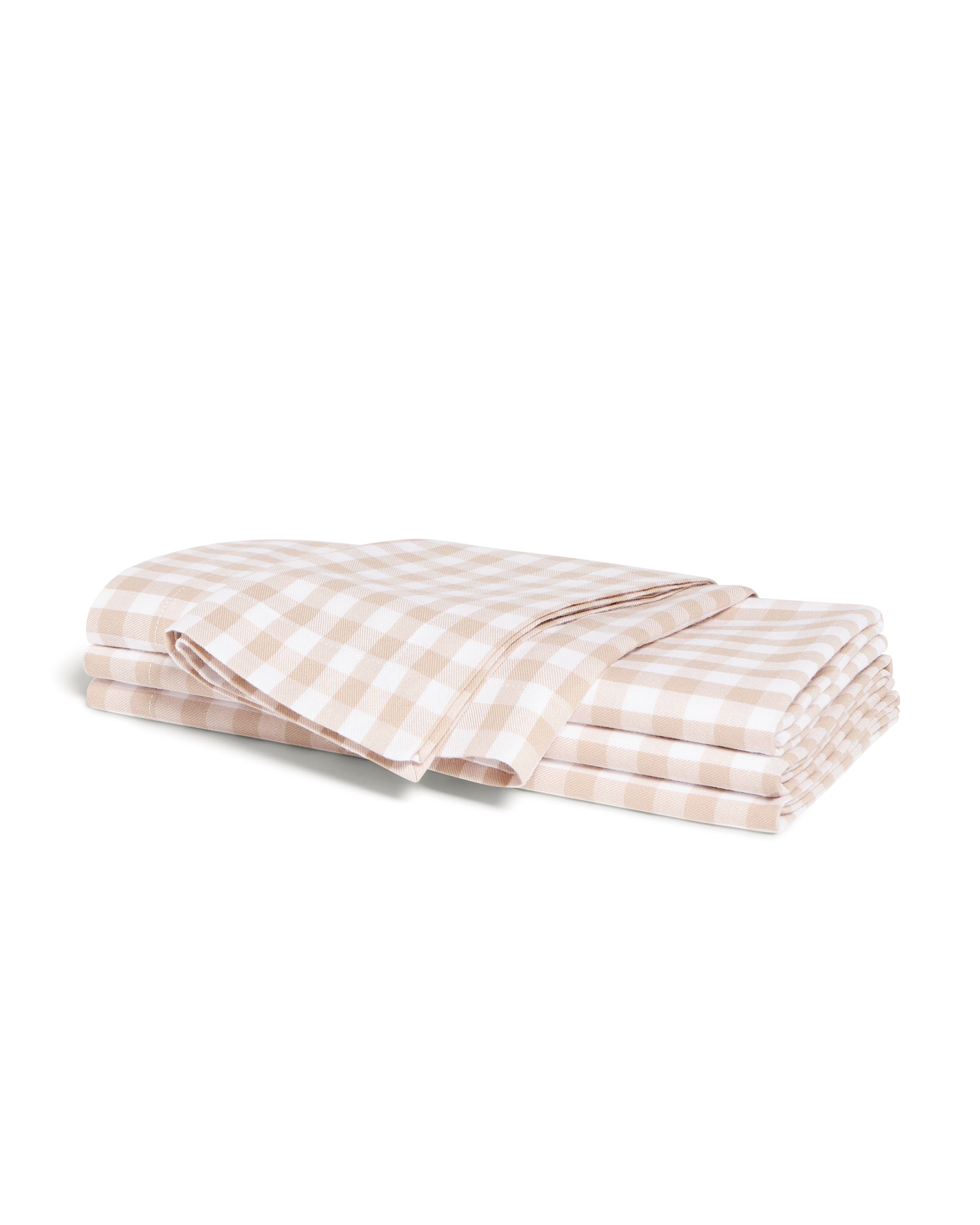 Table Linen Set in Camel Gingham & Camel Ticking