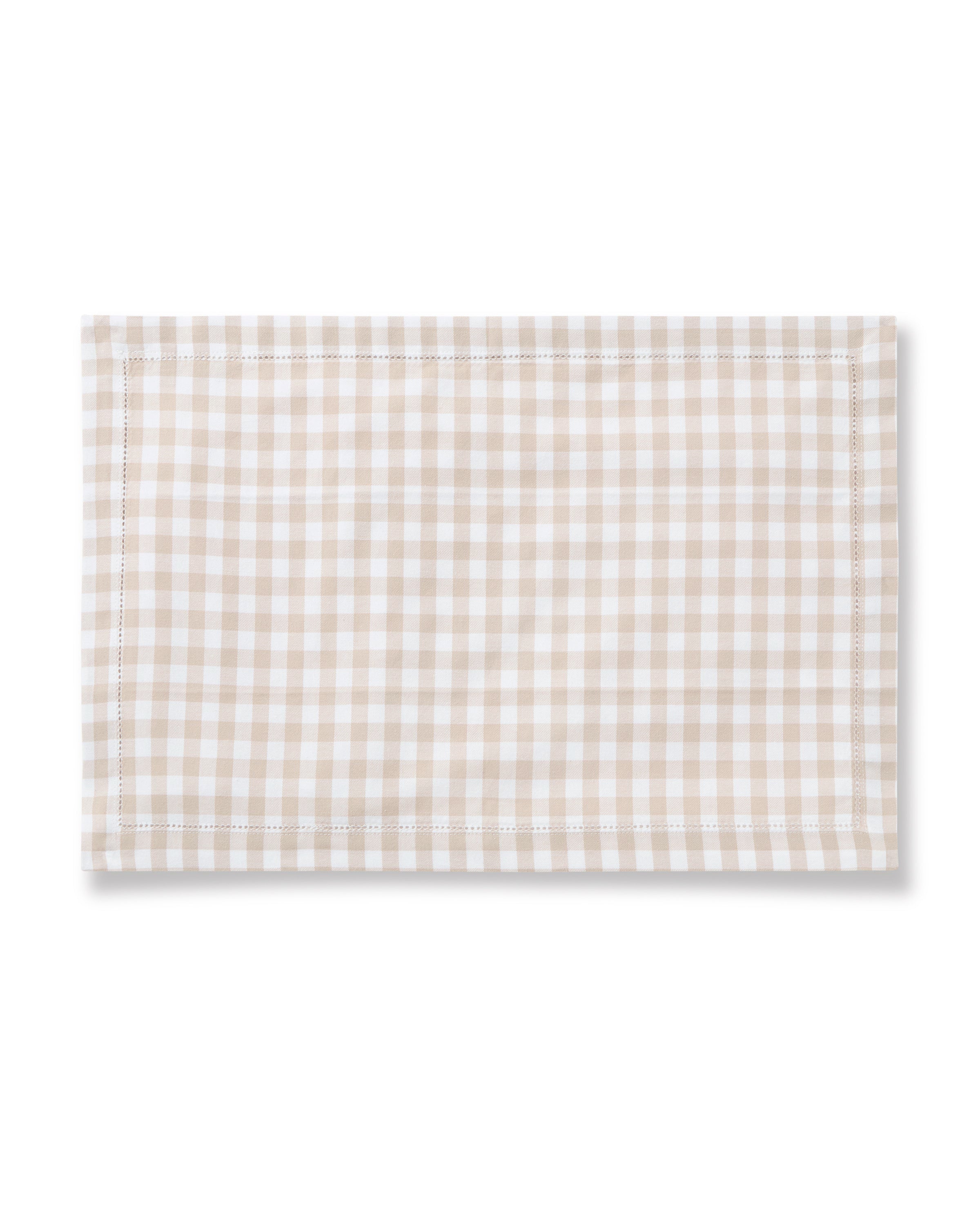 Table Linen Set in Camel Gingham & Camel Ticking