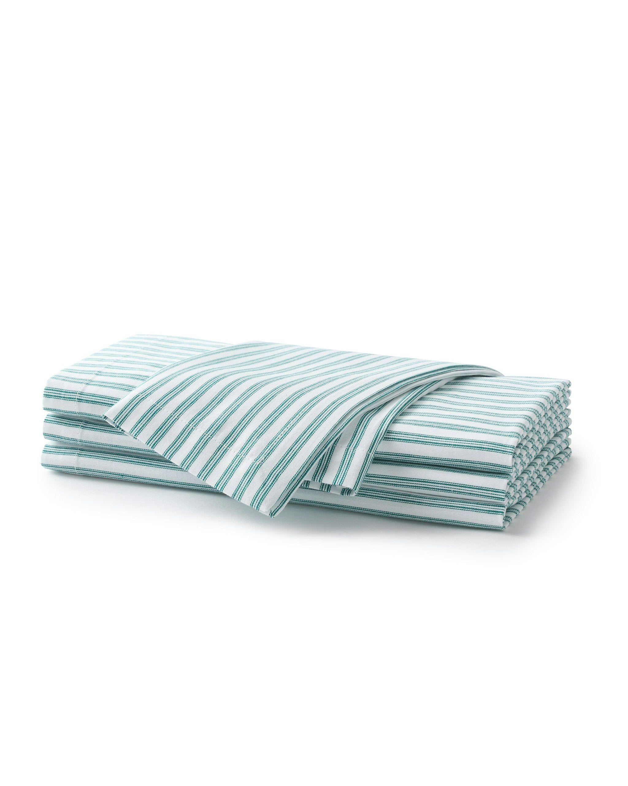 Signature Twill Napkins in Emerald Ticking in Emerald Ticking#Color_Emerald Ticking