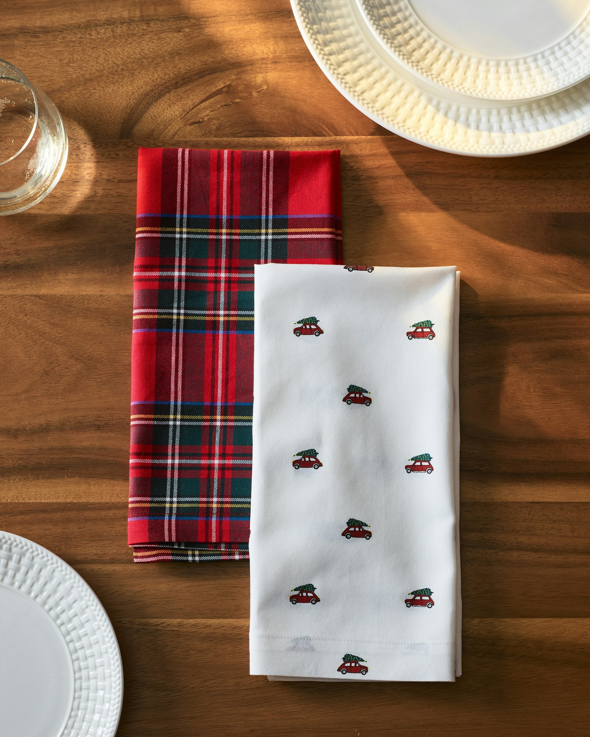 Signature Twill Napkins in Emerald Ticking in Holiday Journey#Color_Holiday Journey