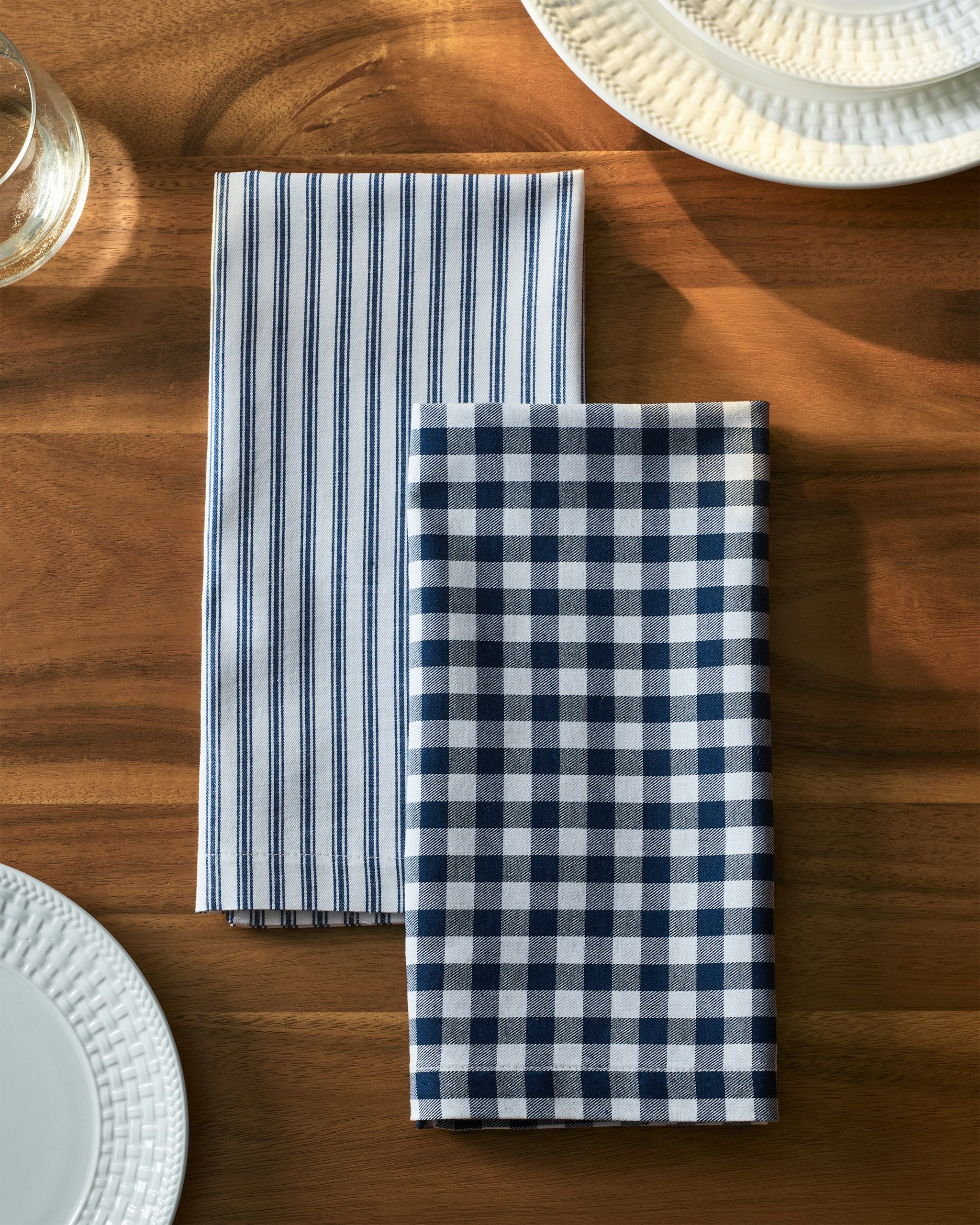 Signature Twill Napkins in Timeless Toile in Navy French Ticking#Color_Navy French Ticking