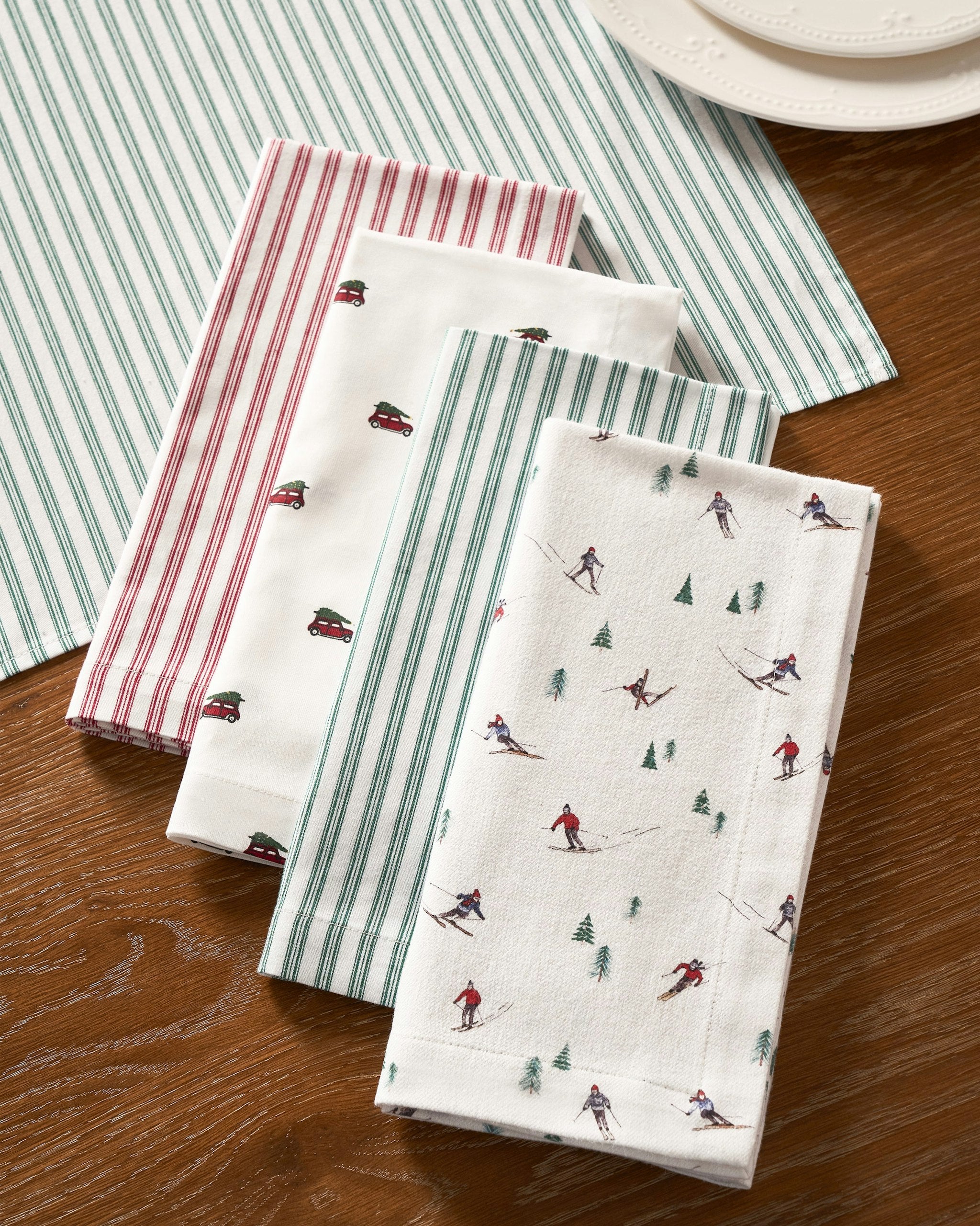 Signature Twill Napkins in Emerald Ticking in Après Ski#Color_Après Ski