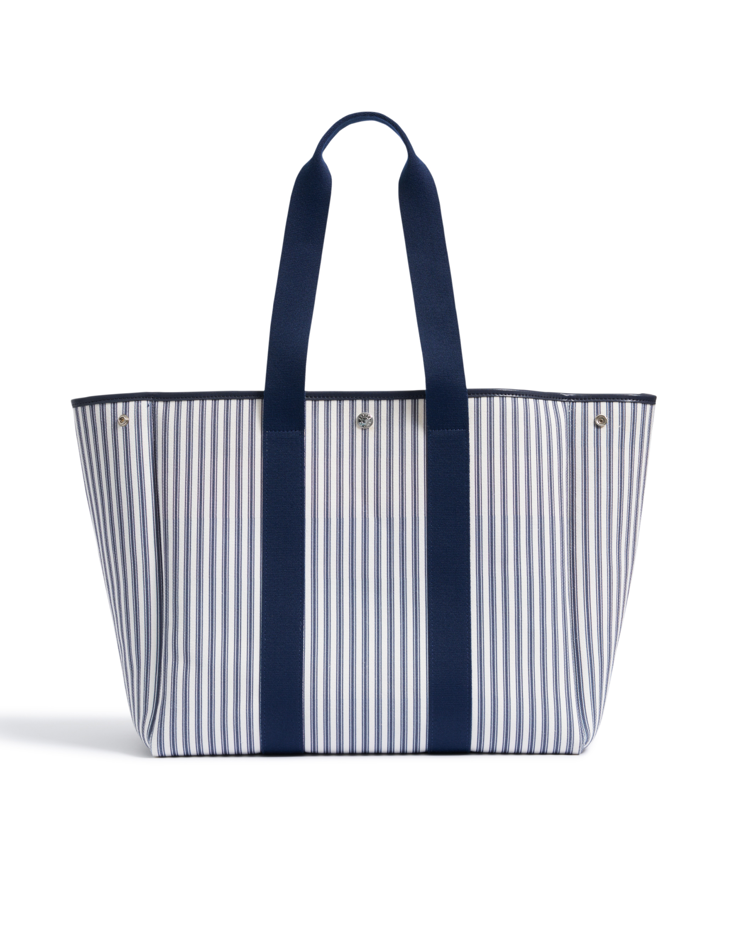 The Beckett Canvas Tote Bag in Navy French Ticking