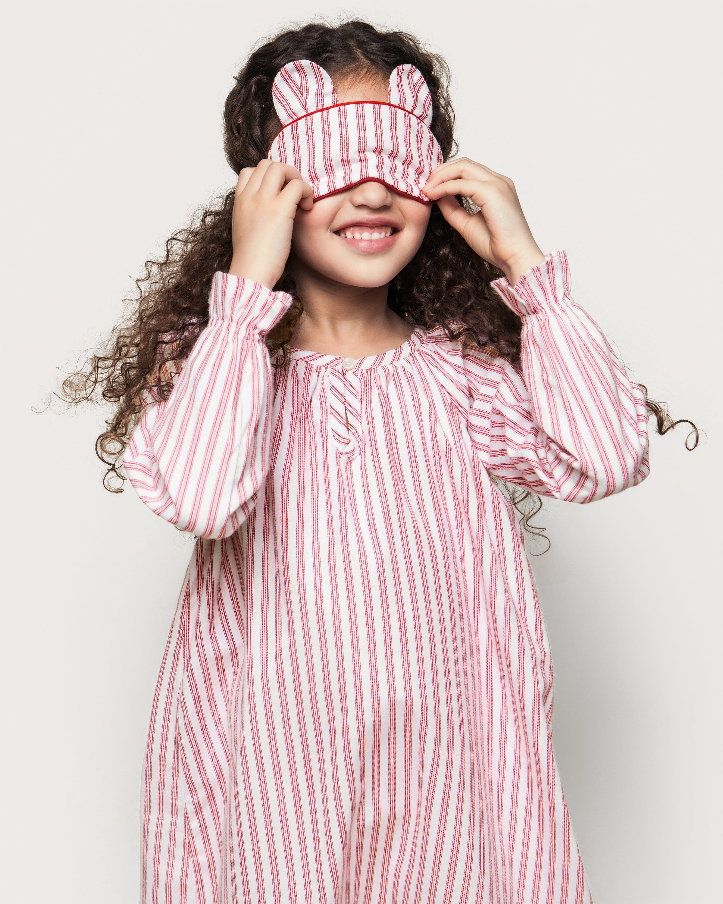 Girl's Twill Delphine Nightgown in Antique Red Ticking