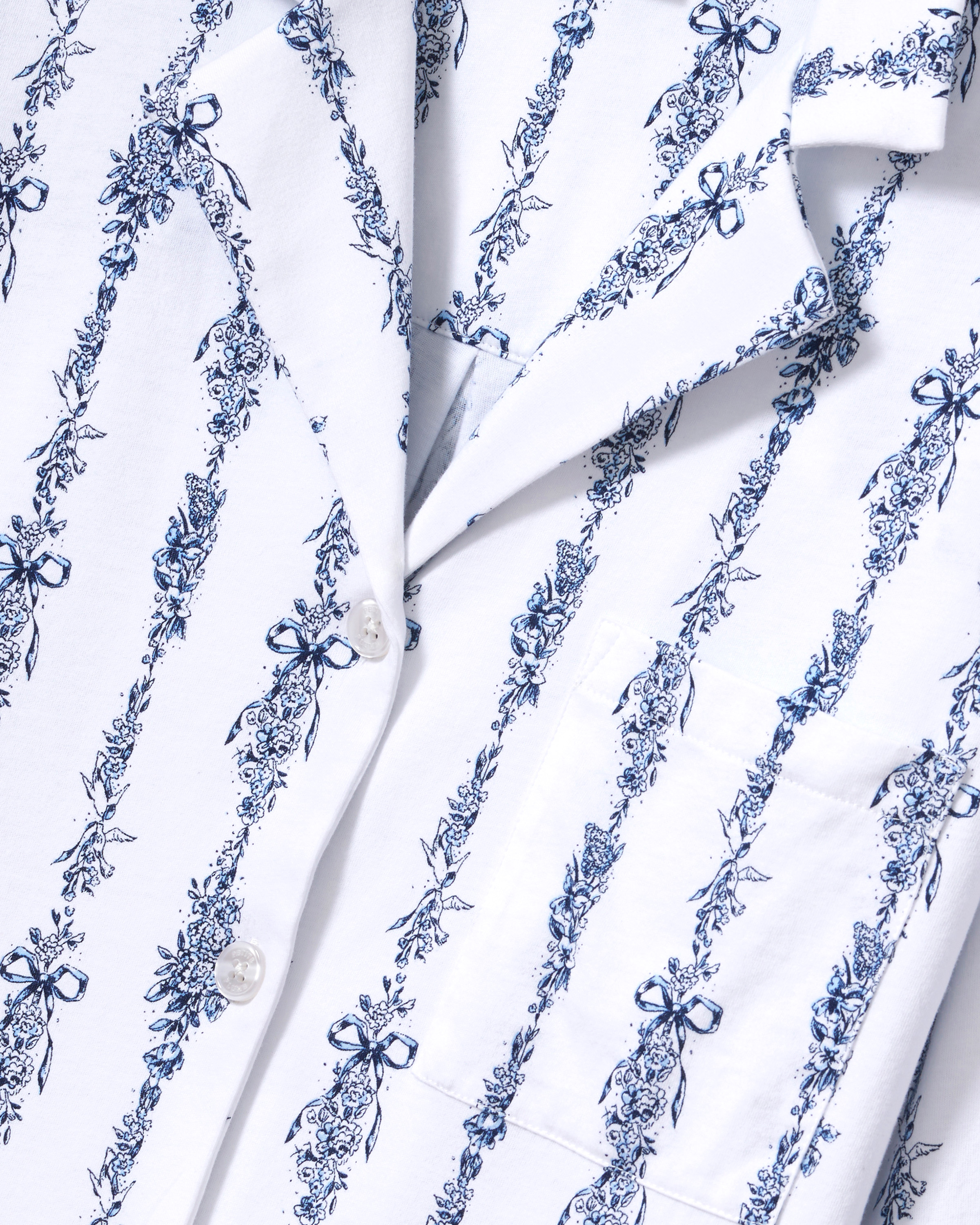 Greek Embroidered Olivia Wide Leg Pima Pajama Set in Navy Mayfair Toile
