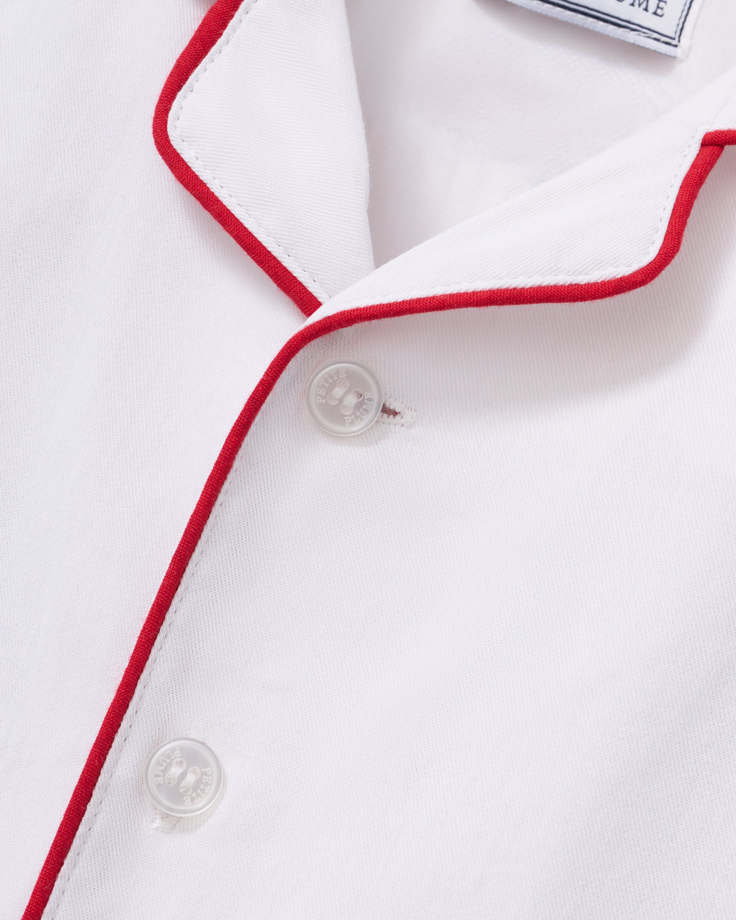 Baby's Twill Romper in White with Red Piping