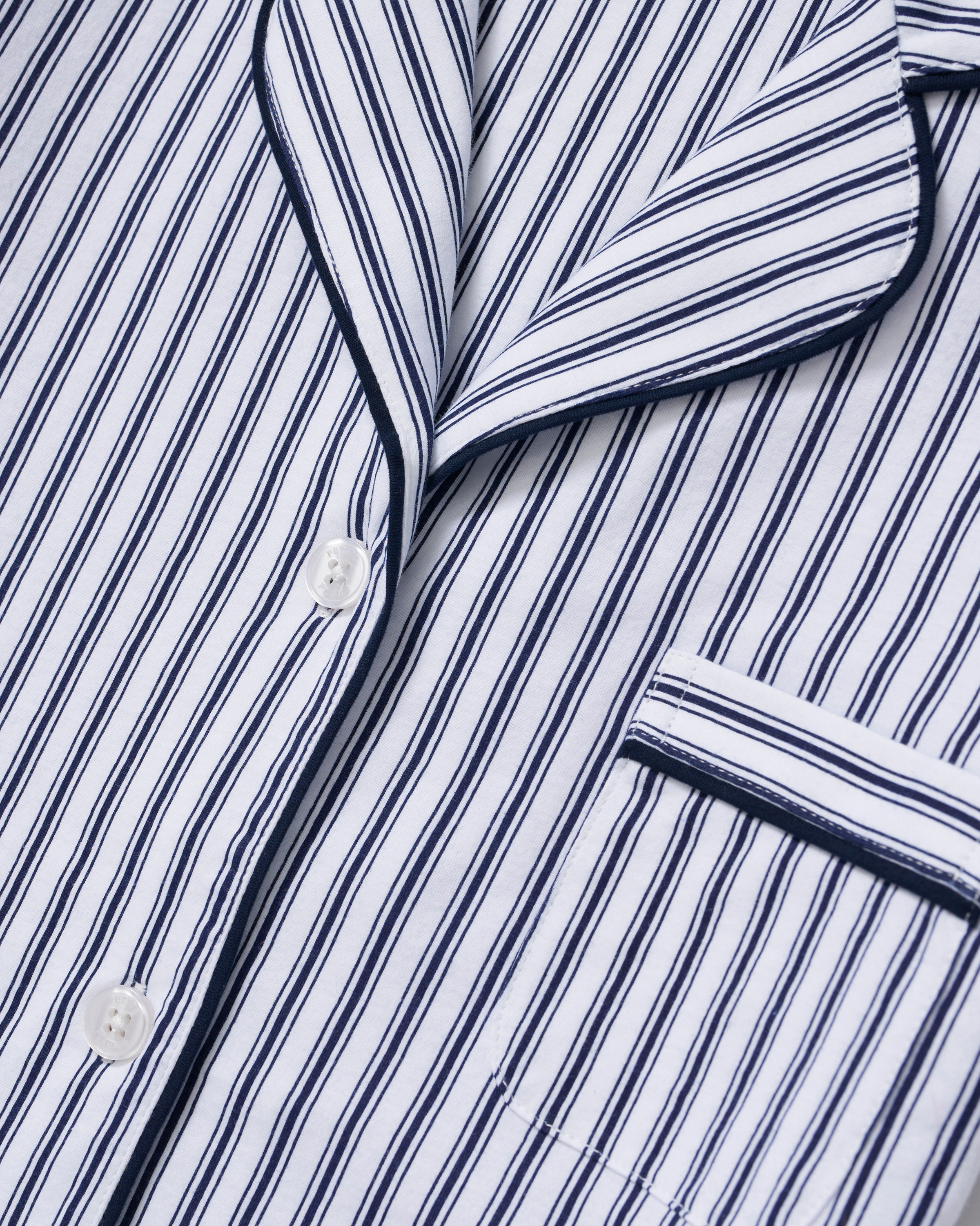 The Poppy Lightweight Pima Short Set in Navy French Ticking