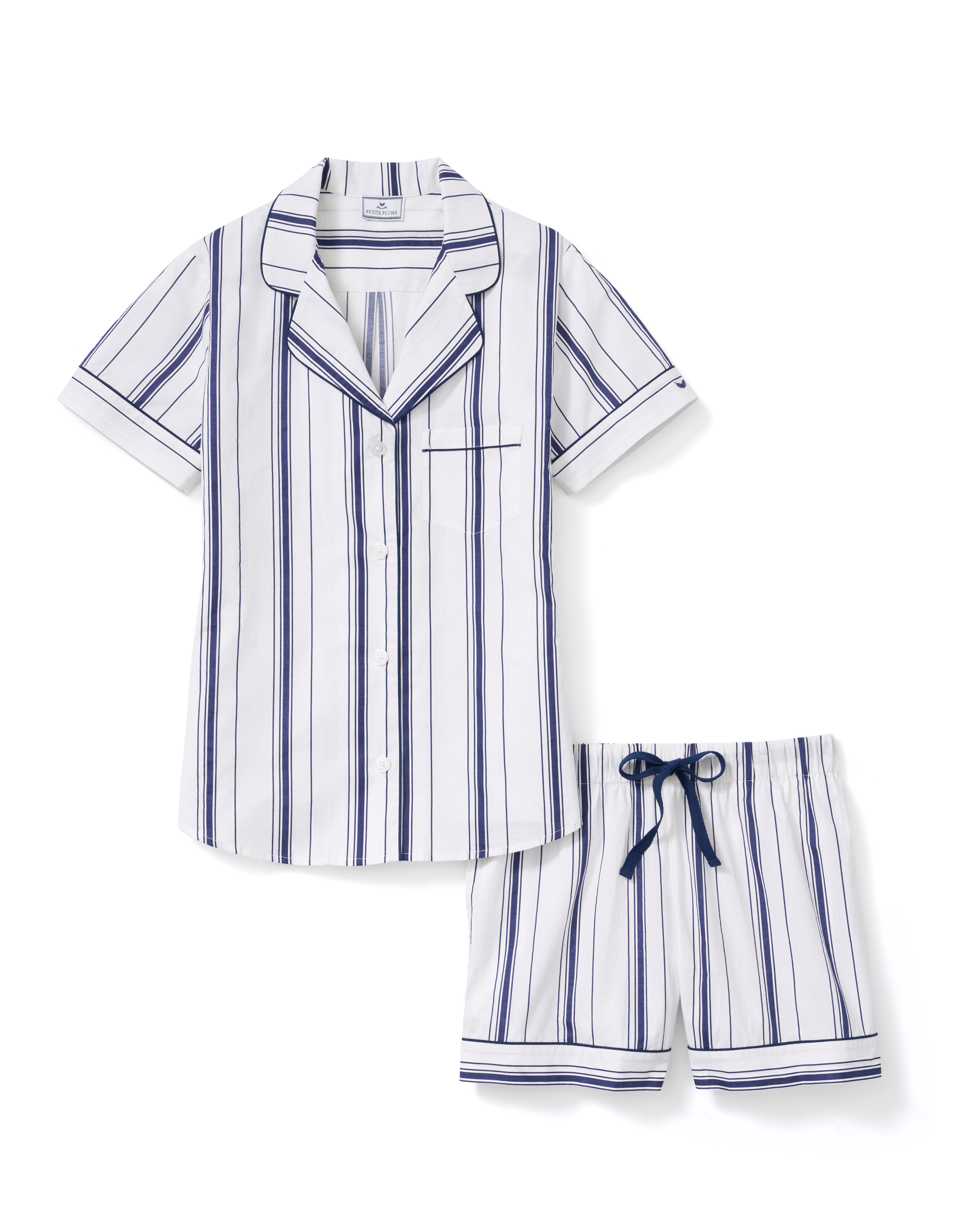 Women's Poplin Short Sleeve Short Set in Parlor Stripe