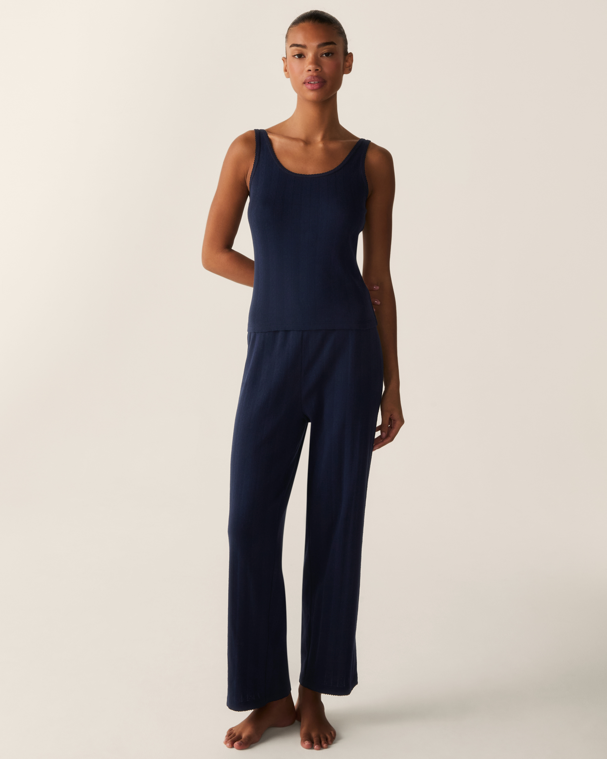 Women's Pointelle Tank in Navy