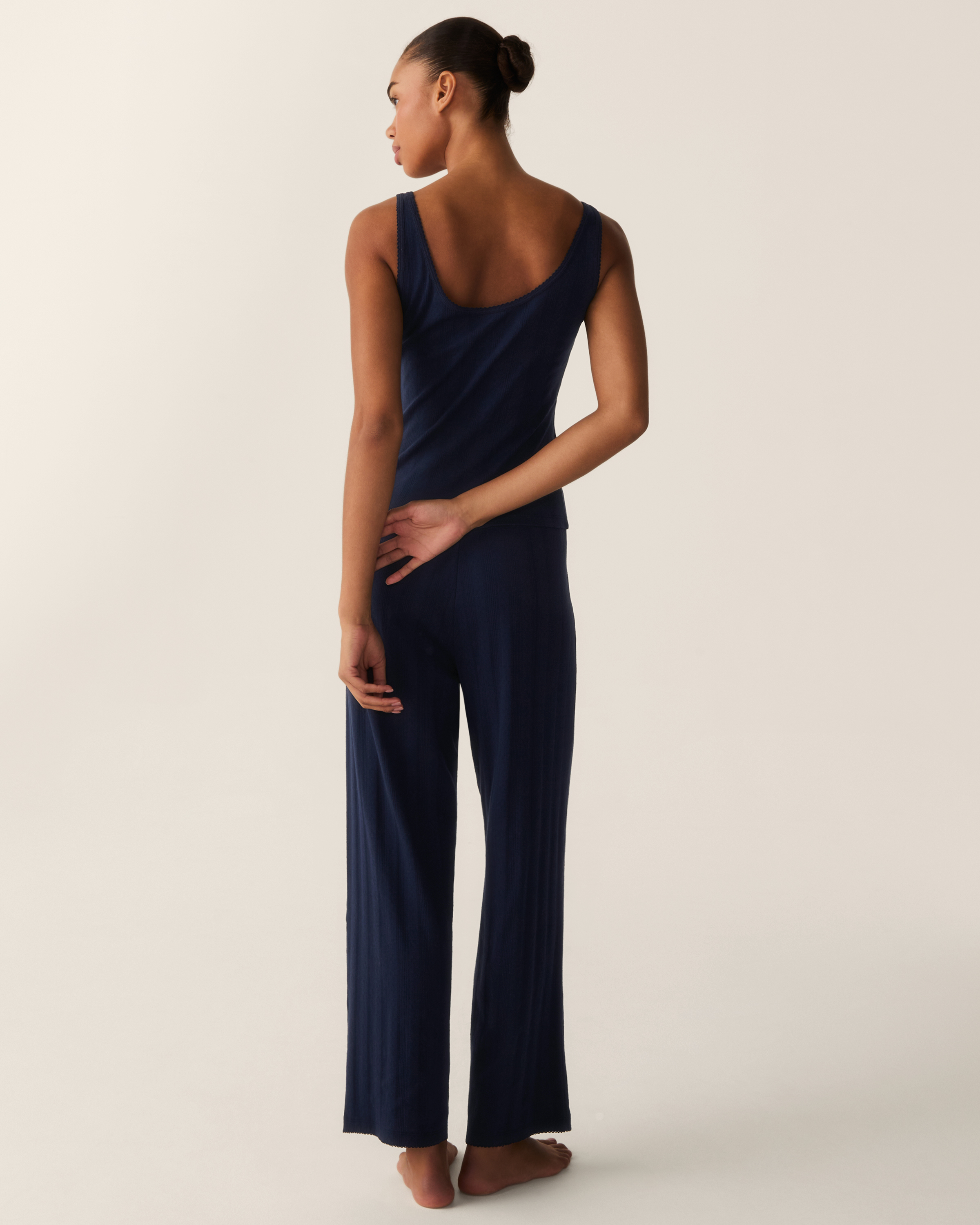 Women's Pointelle Tank in Navy