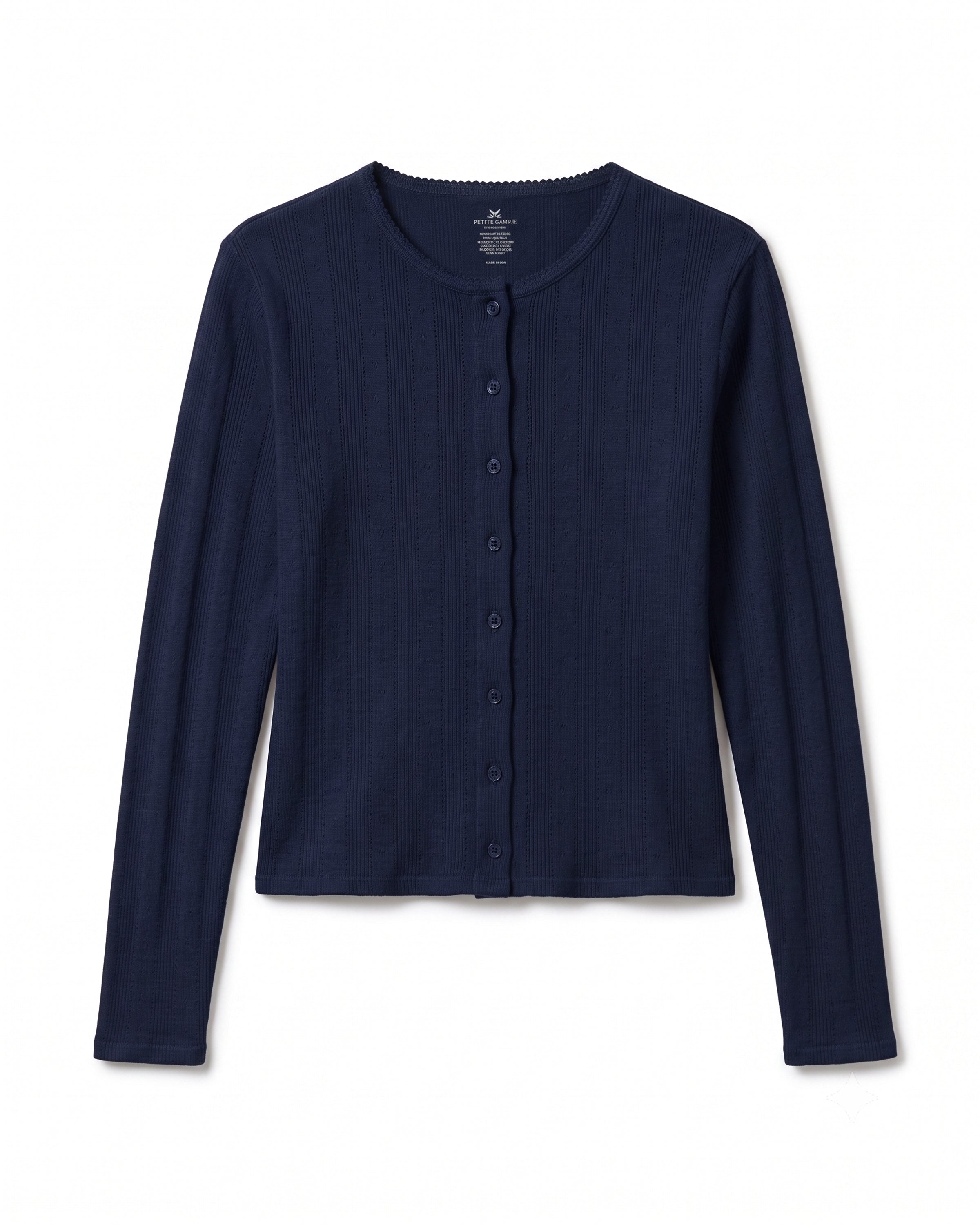 Women's Pointelle Cardigan in Navy