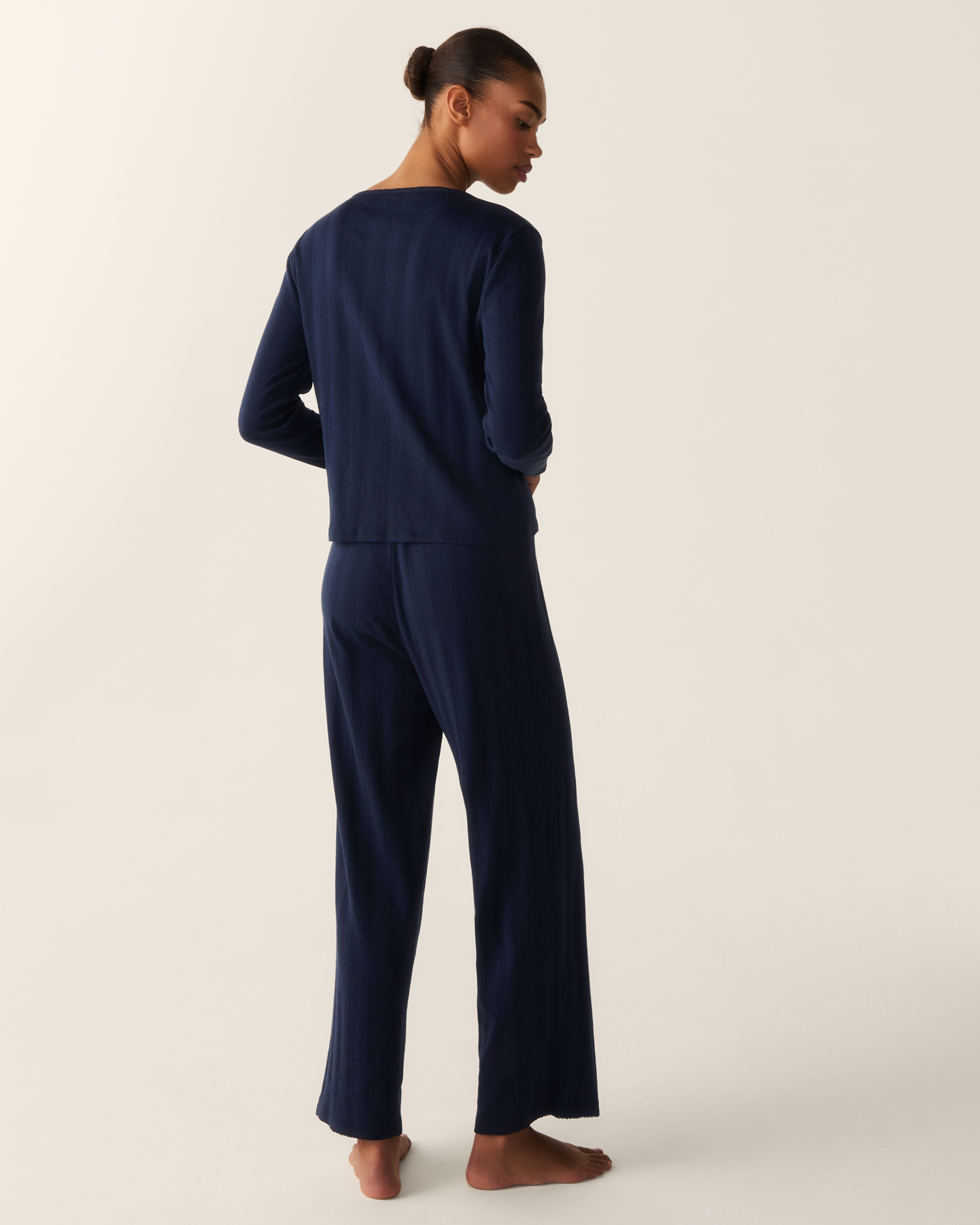 Women's Pointelle Cardigan in Navy
