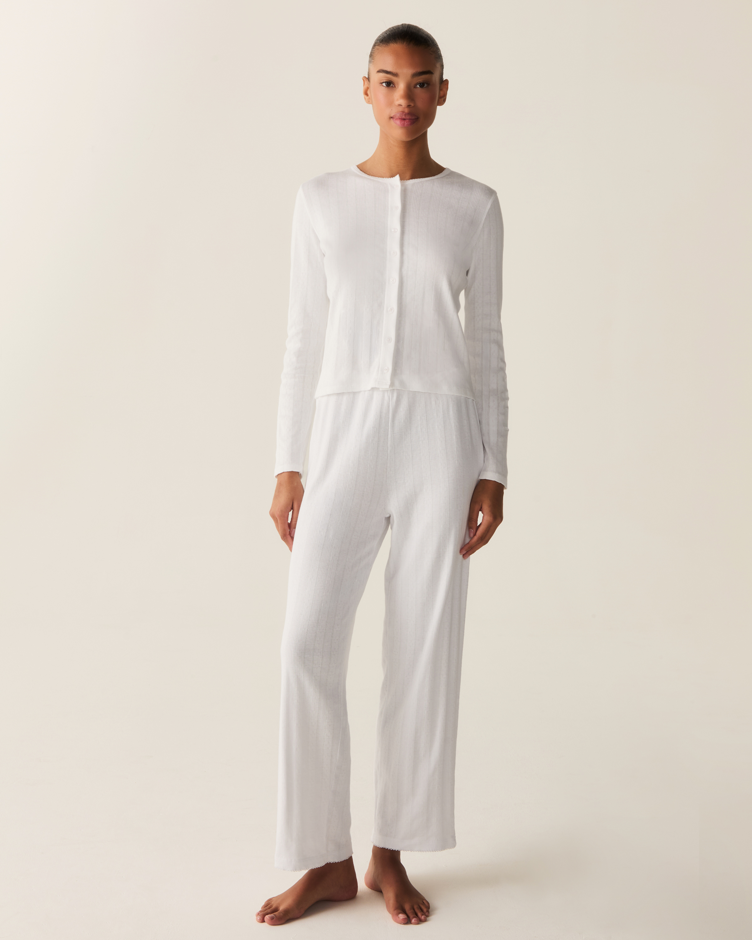 Women's Pointelle Cardigan in White