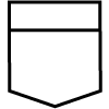 The Monogram Option by Petite Plume features a simple black and white square outline with a bottom-centered inverted triangular point, resembling a shield or badge.