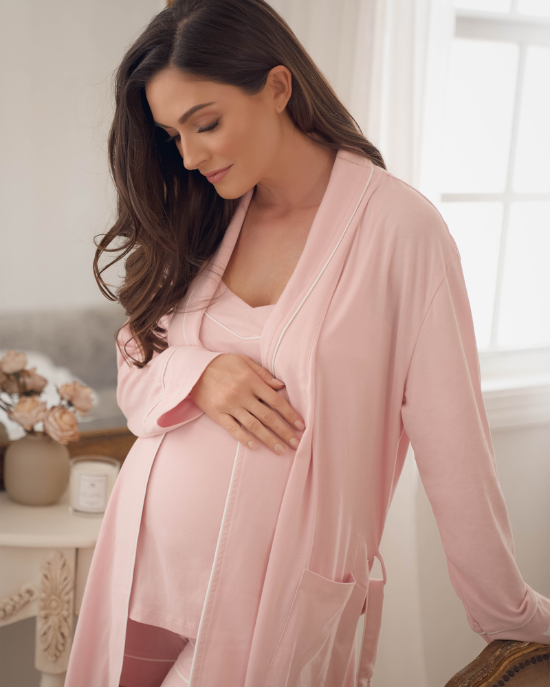 Women's Pima Maternity Robe in Pink