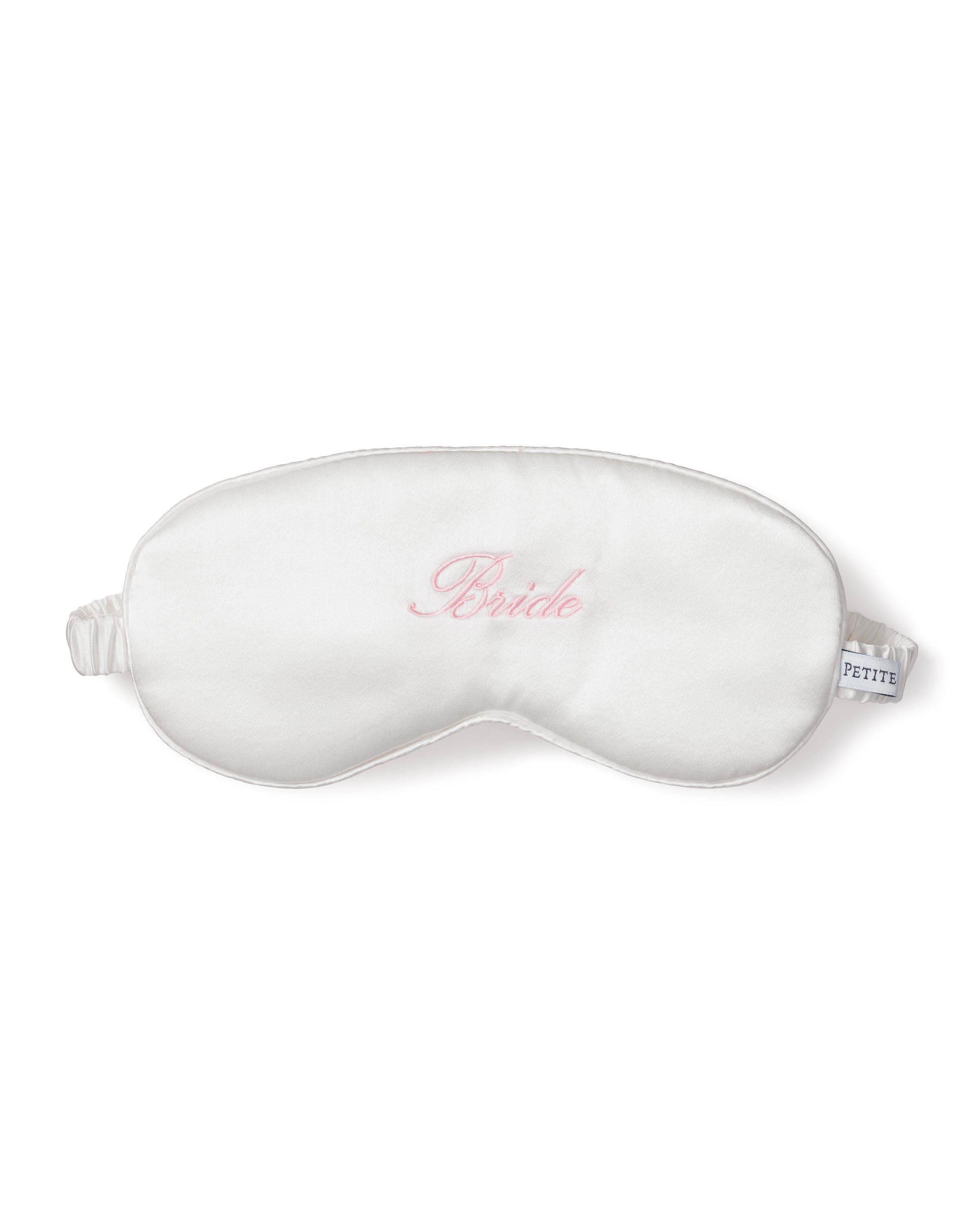 Women's Silk 'Bride' Sleep Mask in Pink in White with Pink#Color_White with Pink