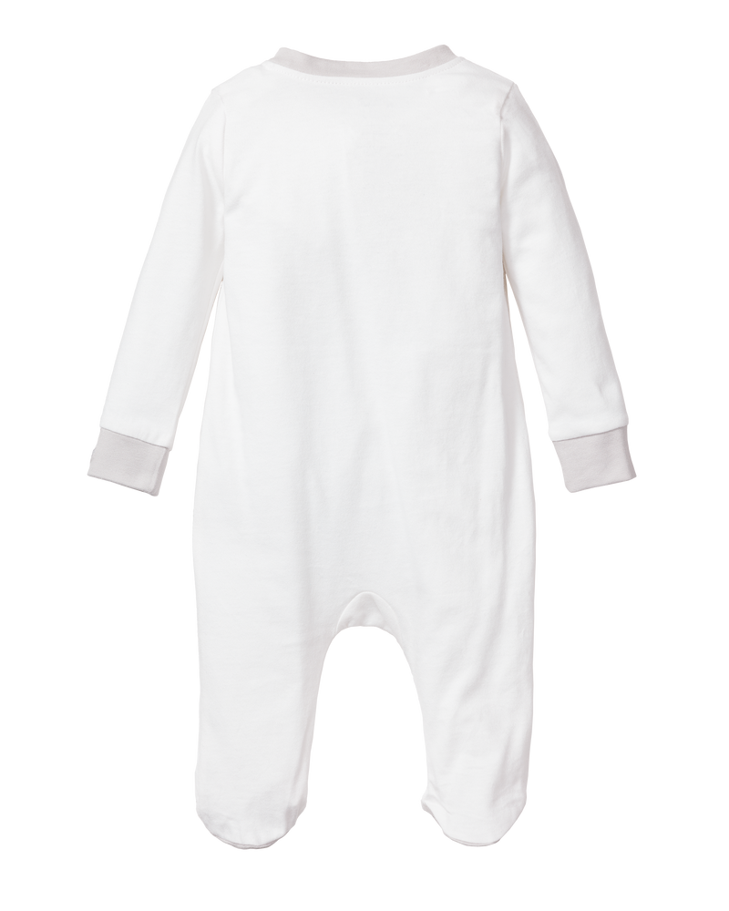 Baby's Organic Cotton Romper in White with Grey
