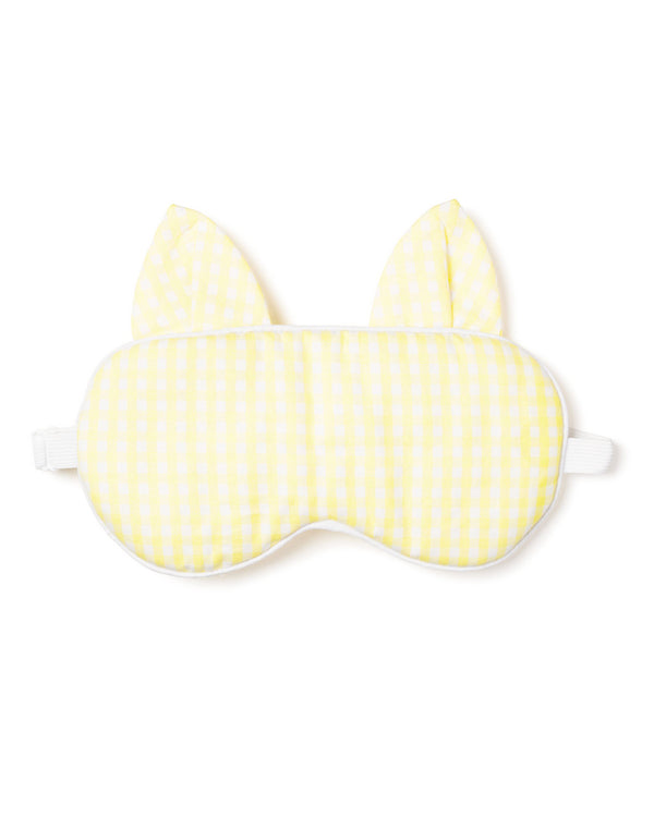 Adult's Twill Kitty Sleep Mask in Yellow Gingham