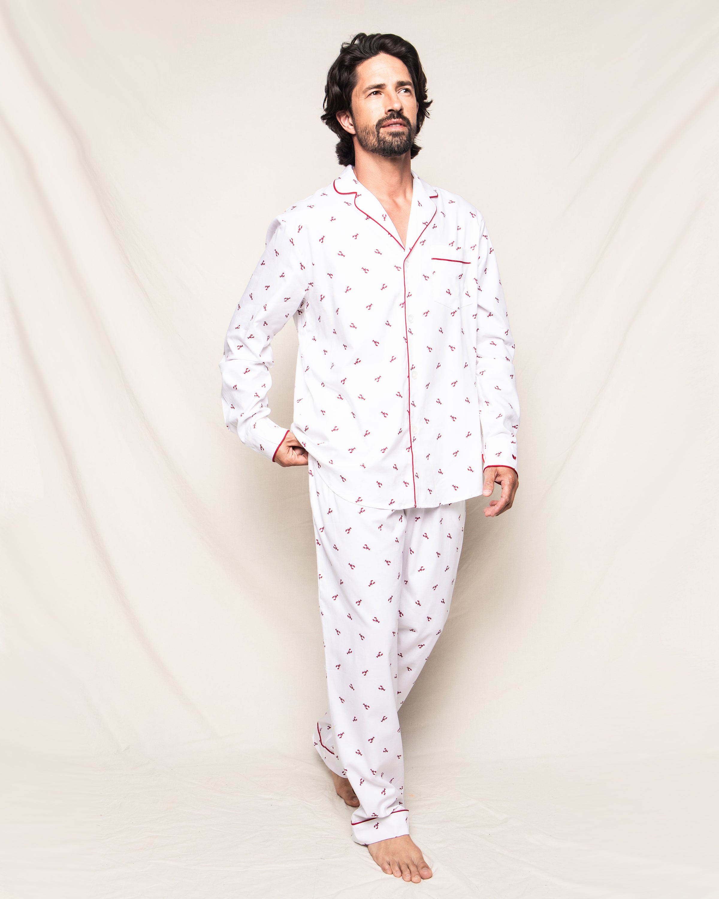 Men's Twill Pajama Set in Brixham Lobsters in Brixham Lobsters#Color_Brixham Lobsters