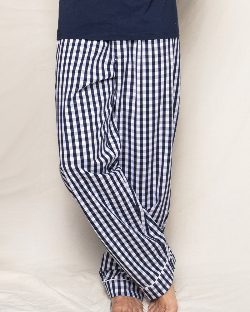 Men's Twill Pajama Pant in Navy Gingham