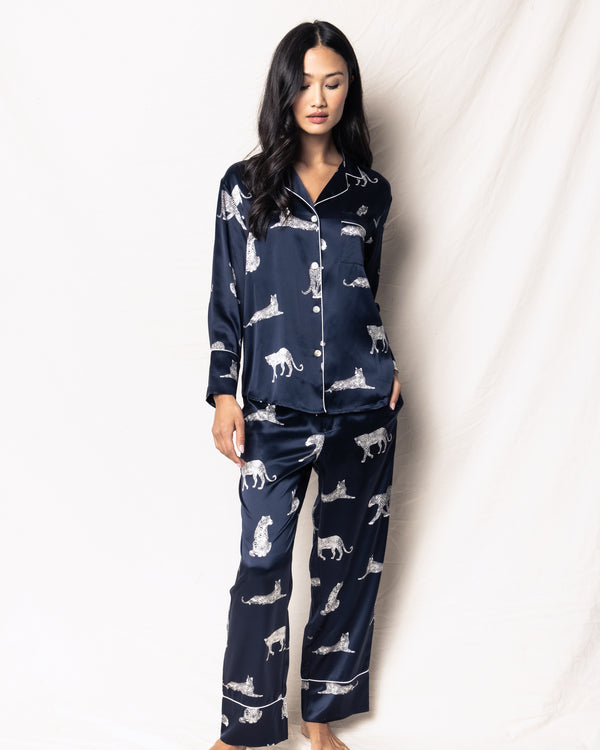 Women's Silk Pajama Set in Panthère de Nuit