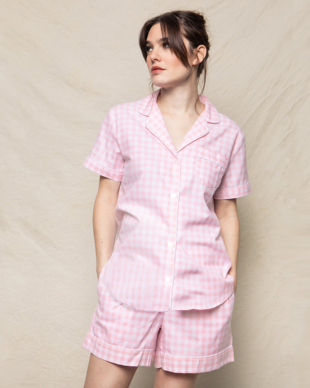 Pink Gingham Short Set Pajamas main image 1