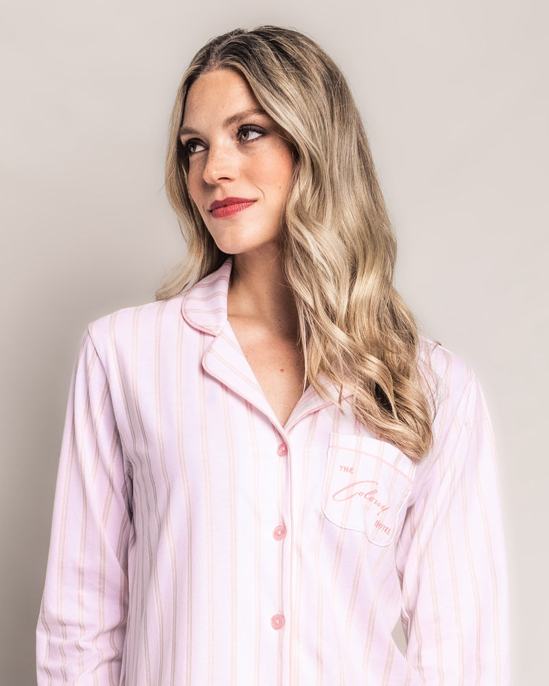 Colony Hotel x Petite Women's Plume Pima Pajama Set in Pink Stripe
