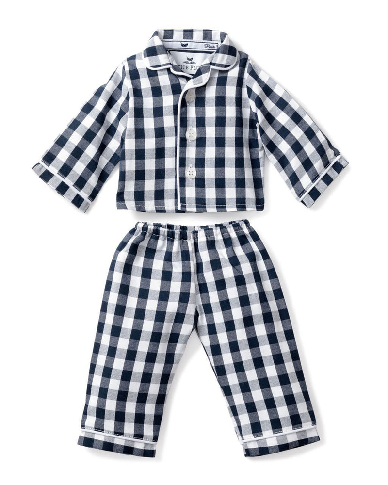 Kid's Twill Doll Pajamas in Navy Gingham
