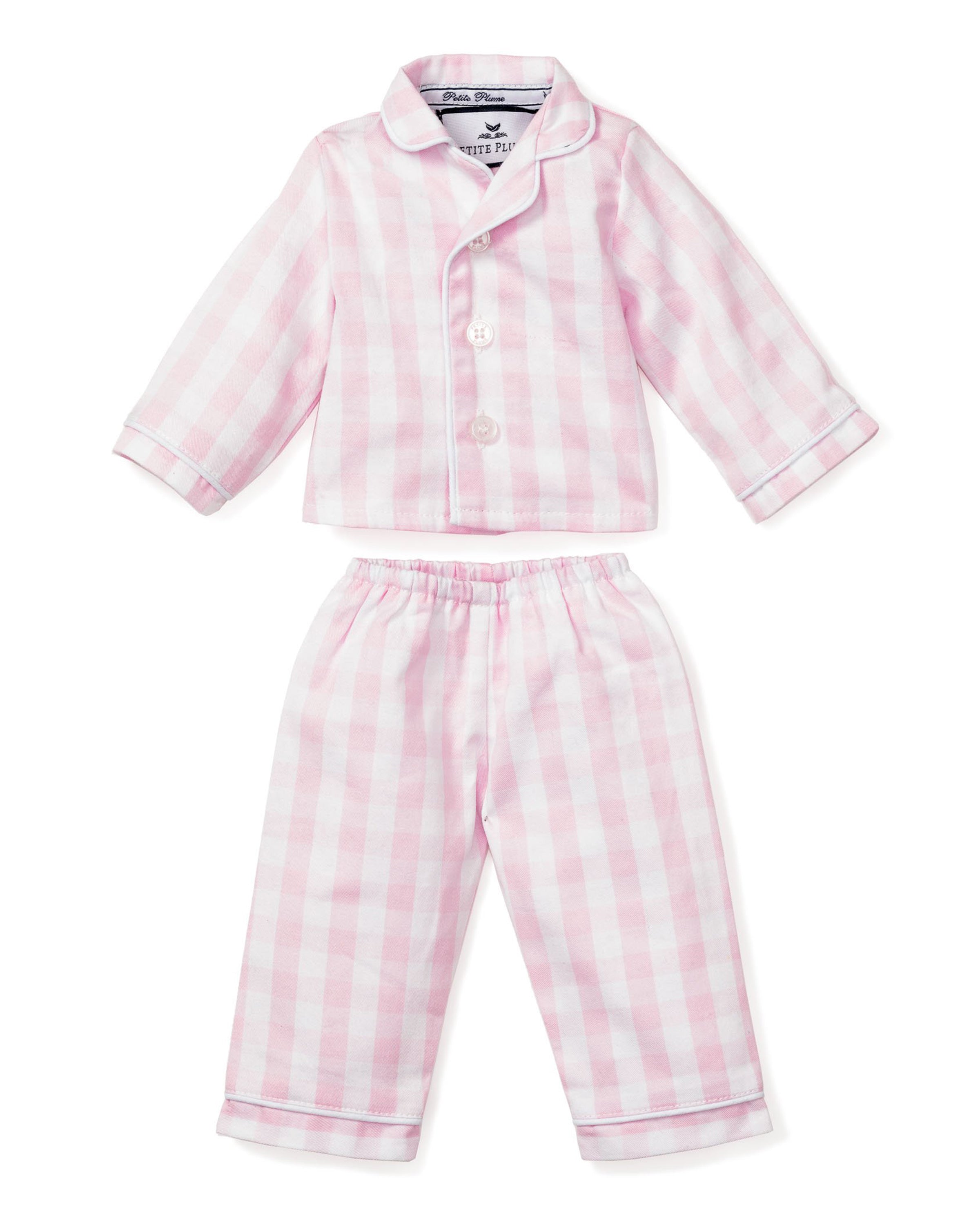 Kid's Twill Doll Pajamas in Pink Gingham in Pink Gingham#Color_Pink Gingham