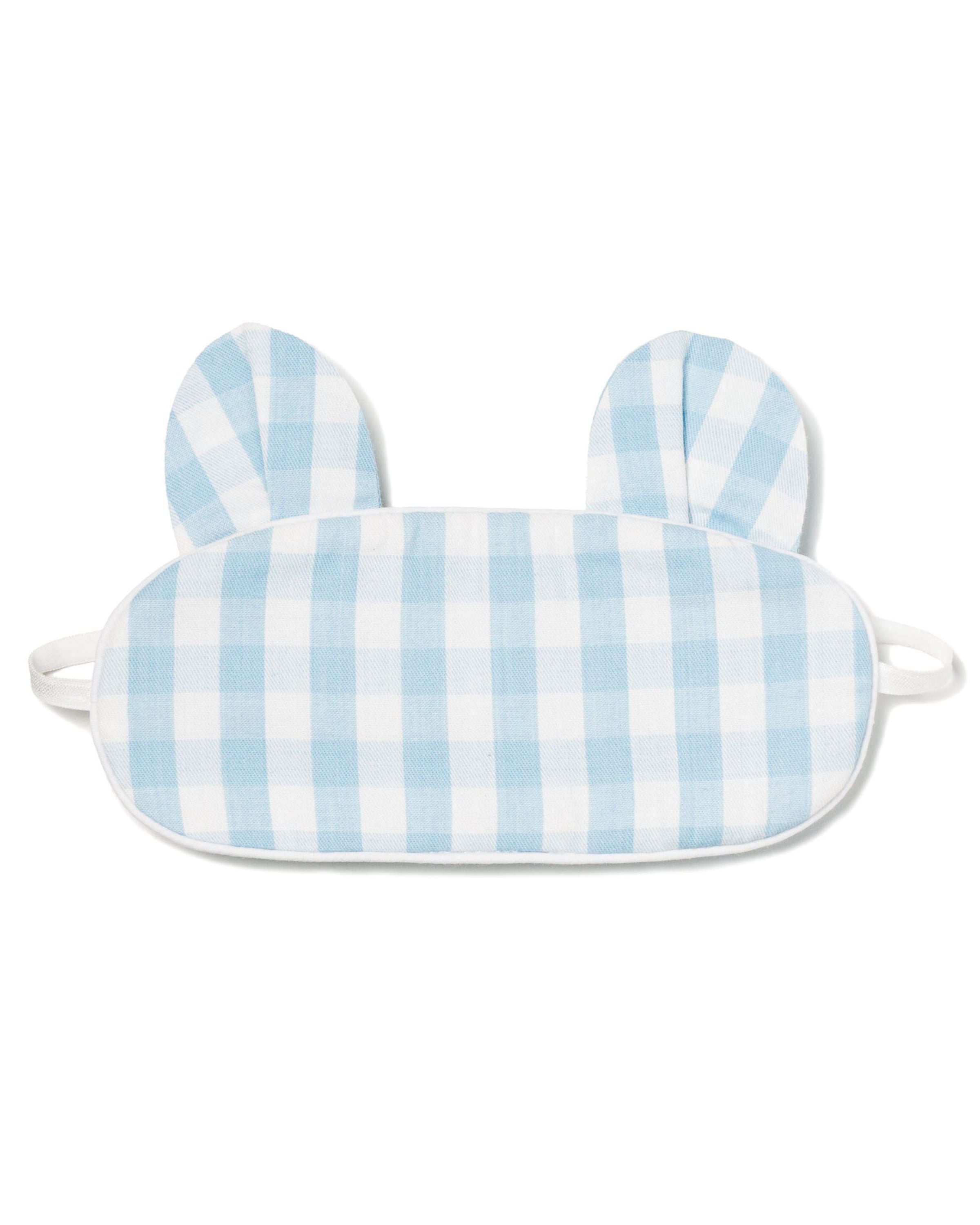 Drift off to dreamland with Petite Plumes Kids Twill Bear-y Sweet Sleep Mask. This light blue gingham mask features playful ear shapes and elastic straps for comfort. Its perfect as a monogrammed gift or for those who enjoy matching their eye masks with sleepwear.