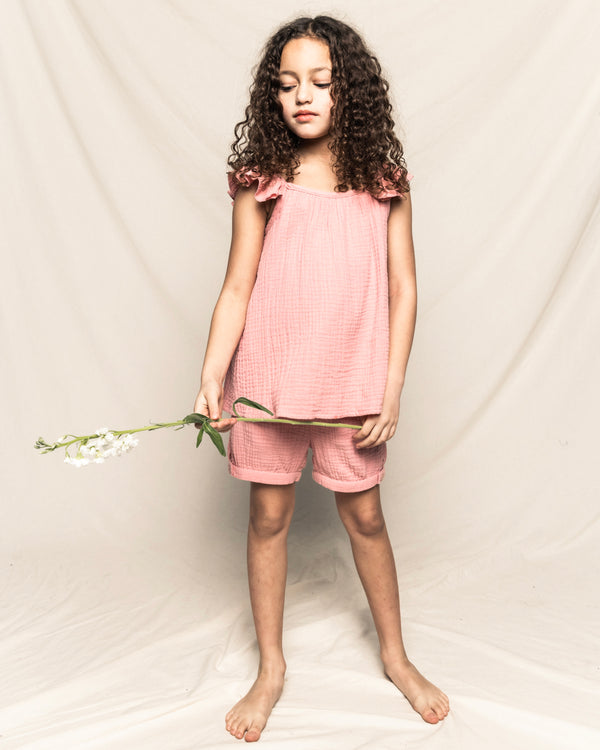 Girl's Gauze Amelie Short Set in Pink