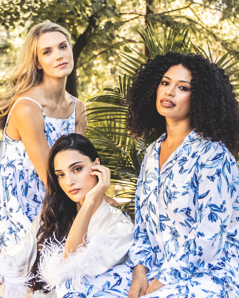 Women's Pima Pajama Set in Songs of Santorini