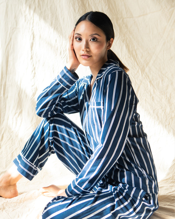 Women's Pima Pajama Set in Grant Pinstripe