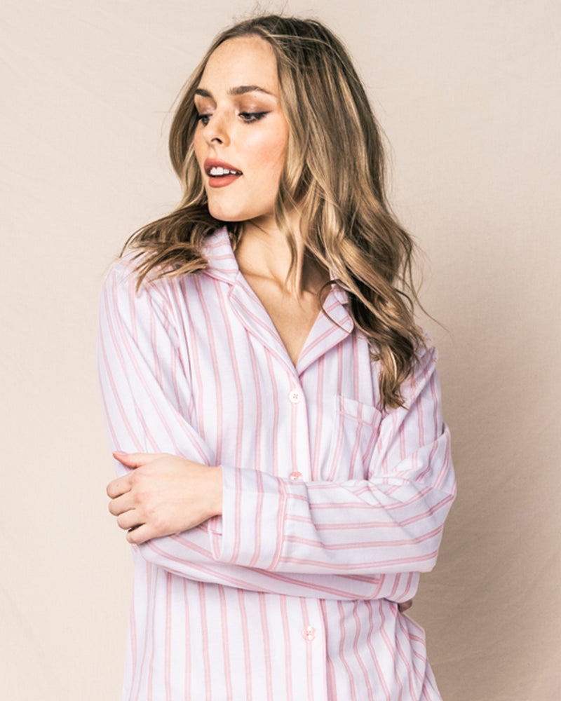 Women's Pima Pajama Set in Pink Stripe