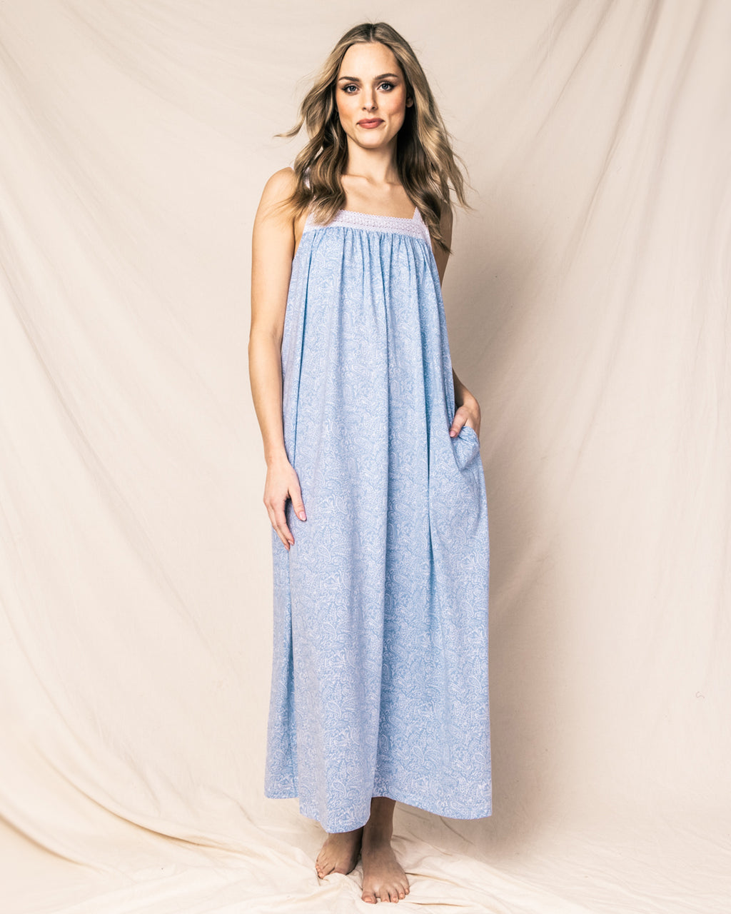 Women s Pima Camille Nightgown in Periwinkle Paisley Petite Plume