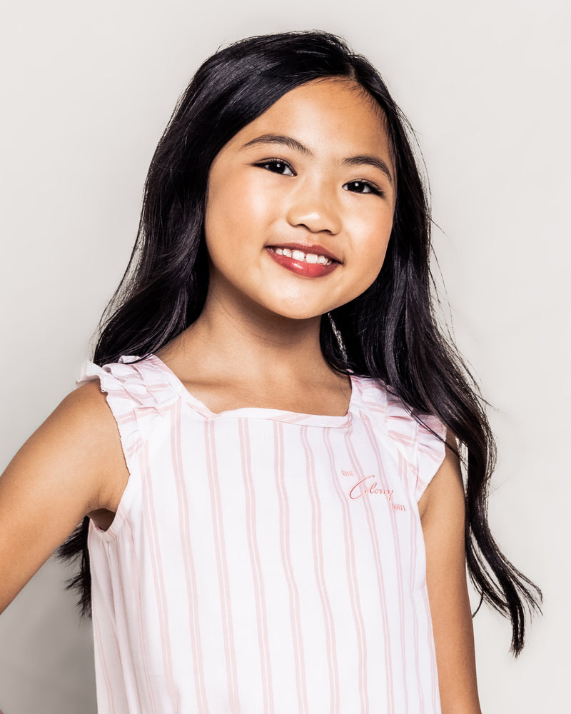 Colony Hotel x Petite Plume Girl's Pink and White Stripe Amelie Nightgown