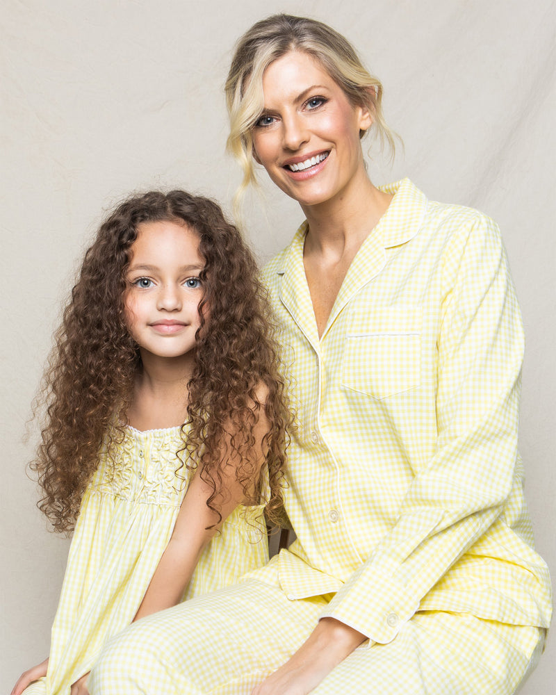 Girl's Twill Charlotte Nightgown in Yellow Gingham