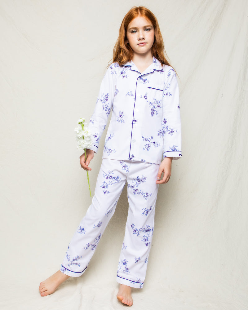 Kid's Twill Pajama Set in Indigo Floral