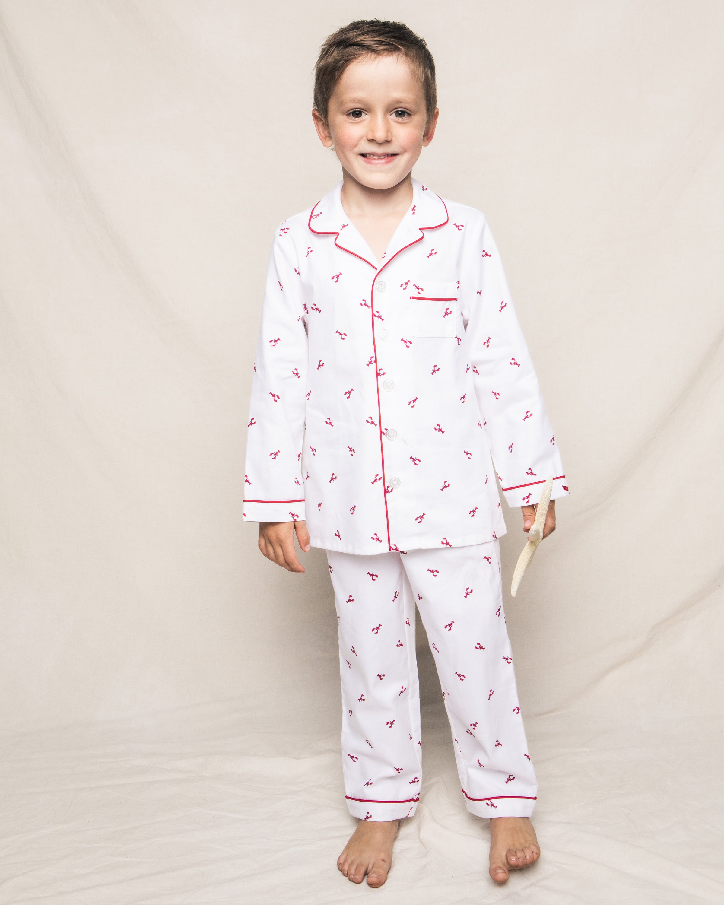 Kid's Twill Pajama Short Set in Brixham Lobsters in Brixham Lobsters#Color_Brixham Lobsters