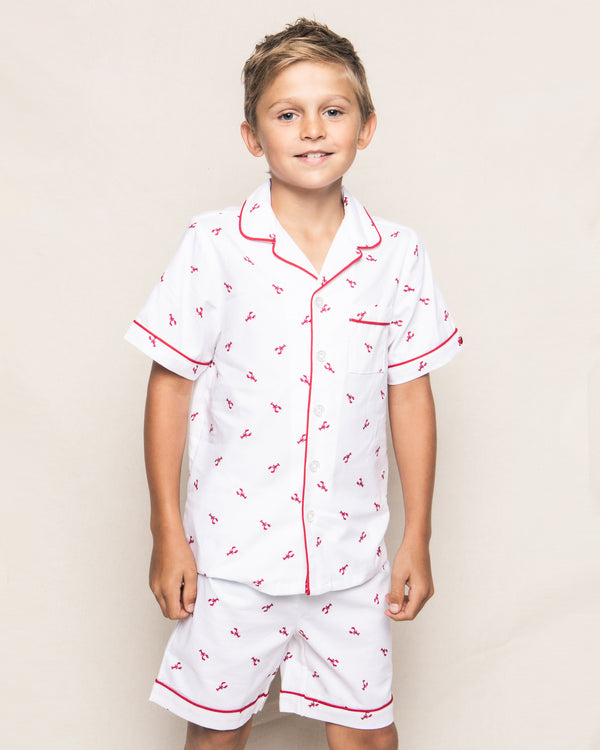 Kid's Twill Pajama Short Set in Brixham Lobsters